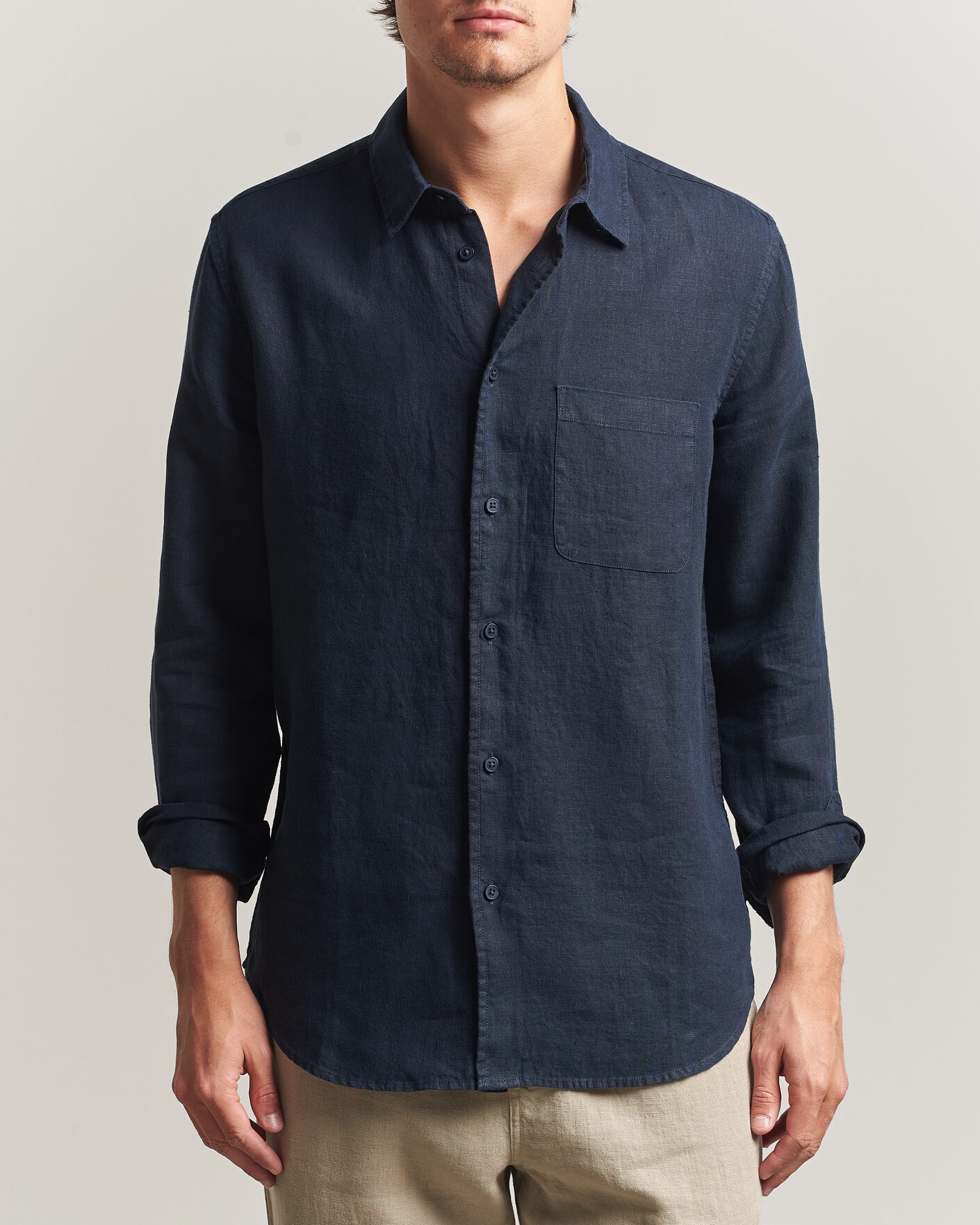 Uomini | Camicie | Samsøe Samsøe | Liam Linen Shirt Salute Navy