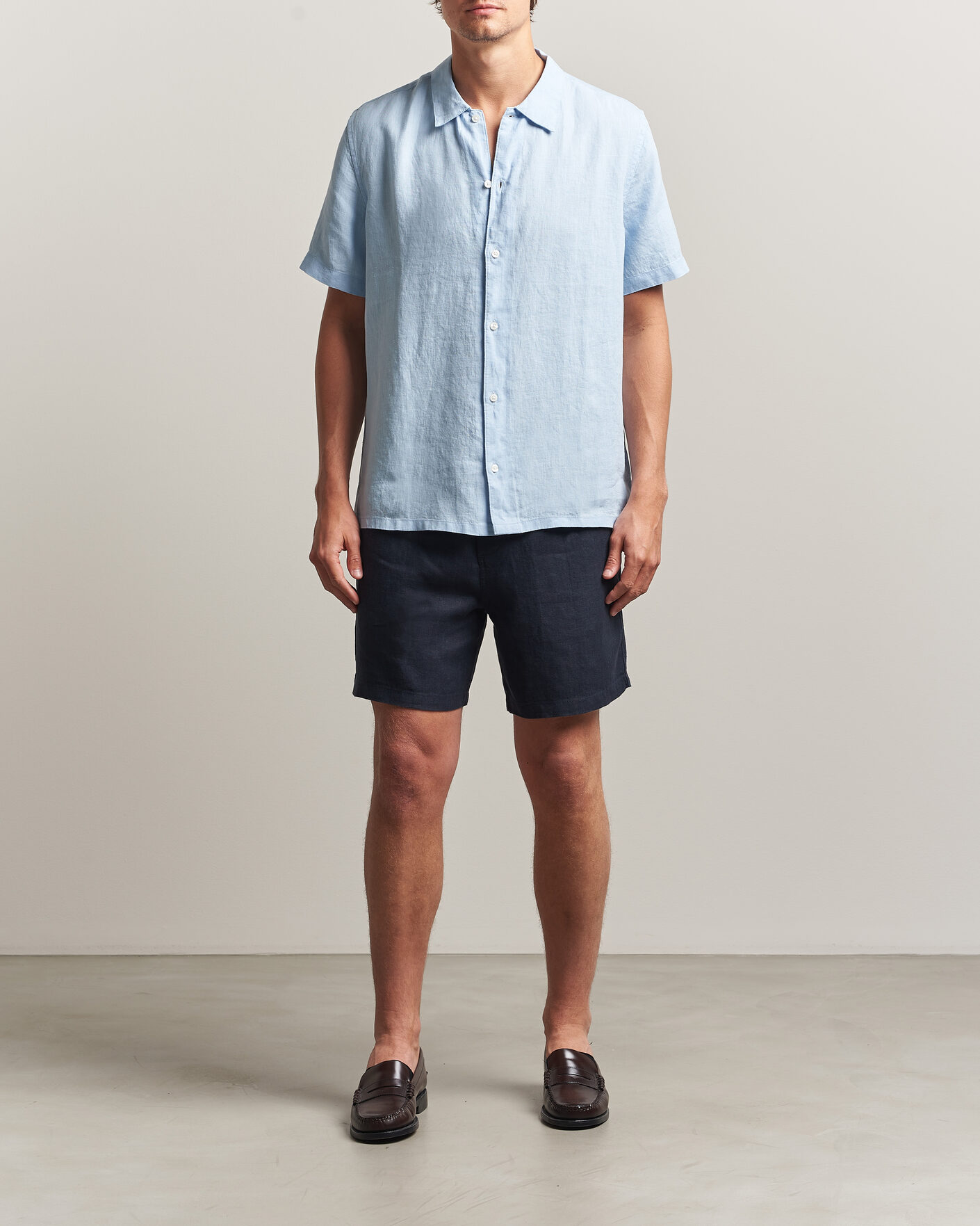 Uomini | Camicie | Samsøe Samsøe | Avan Linen Short Sleeve Shirt Windsurfer