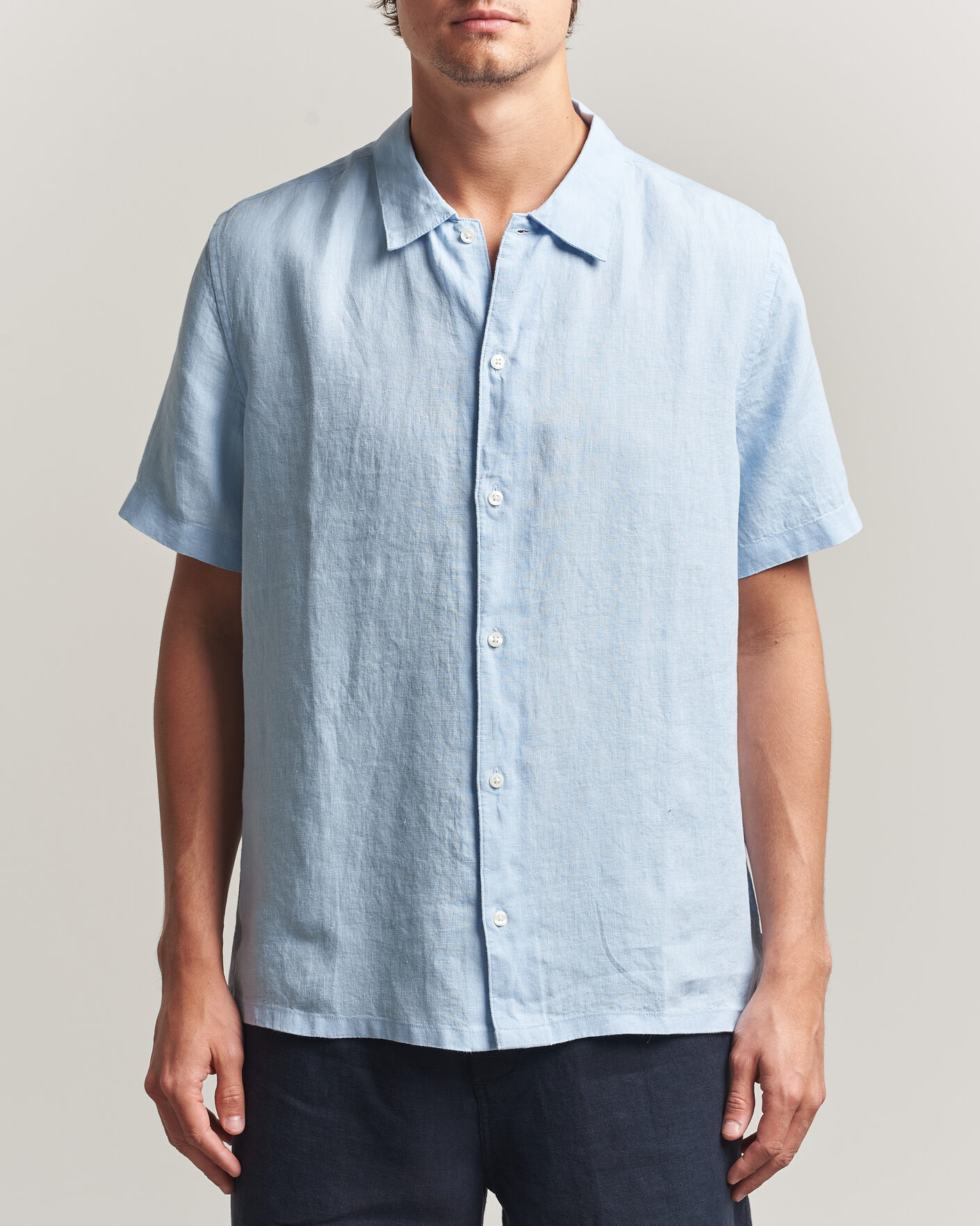 Uomini | Camicie | Samsøe Samsøe | Avan Linen Short Sleeve Shirt Windsurfer