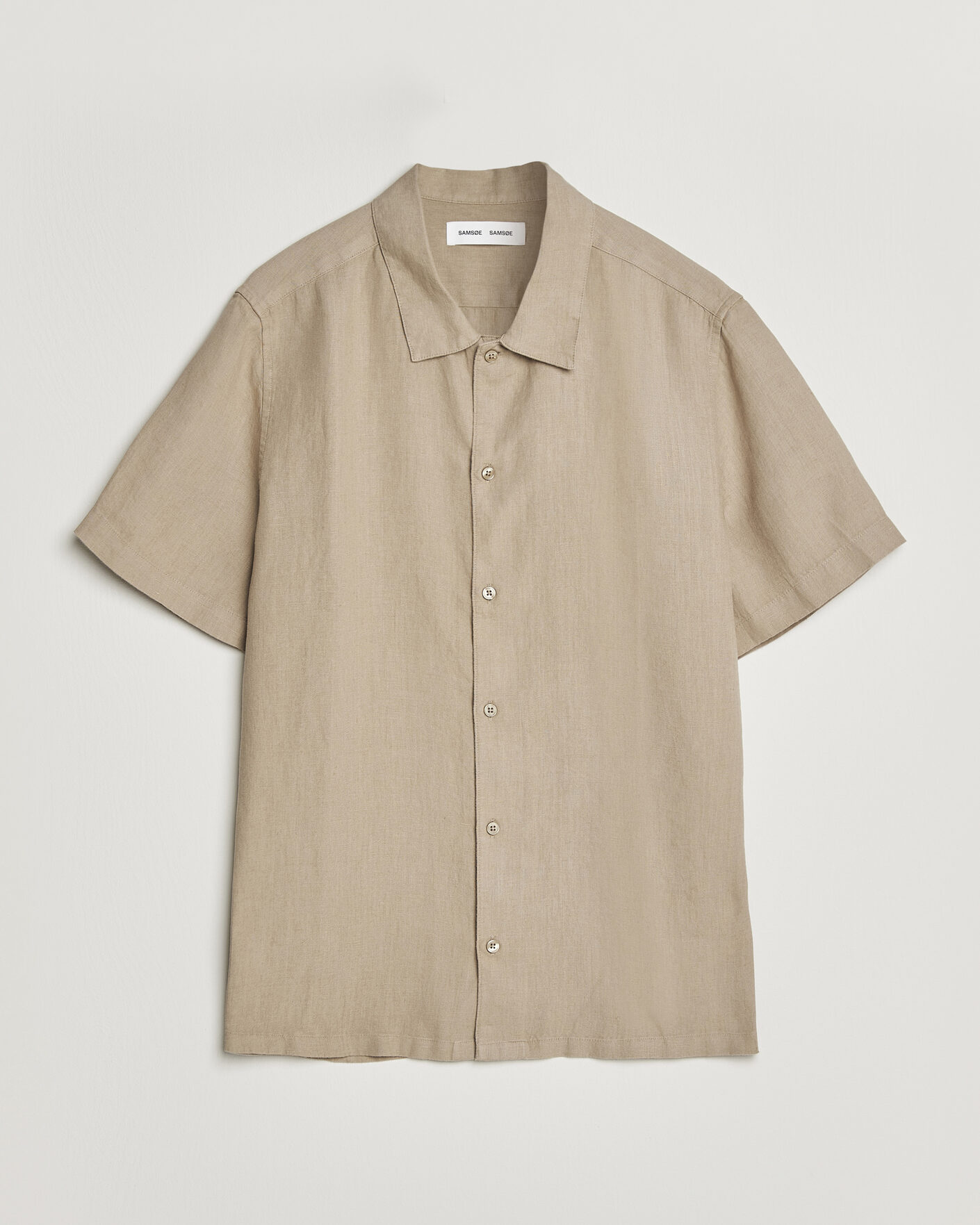 Uomini | Camicie | Samsøe Samsøe | Avan Linen Short Sleeve Shirt Aluminum