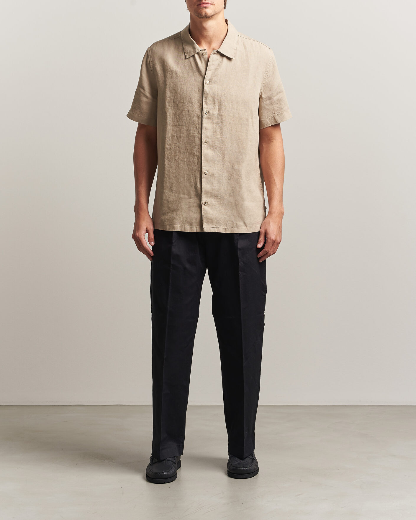 Uomini | Camicie | Samsøe Samsøe | Avan Linen Short Sleeve Shirt Aluminum