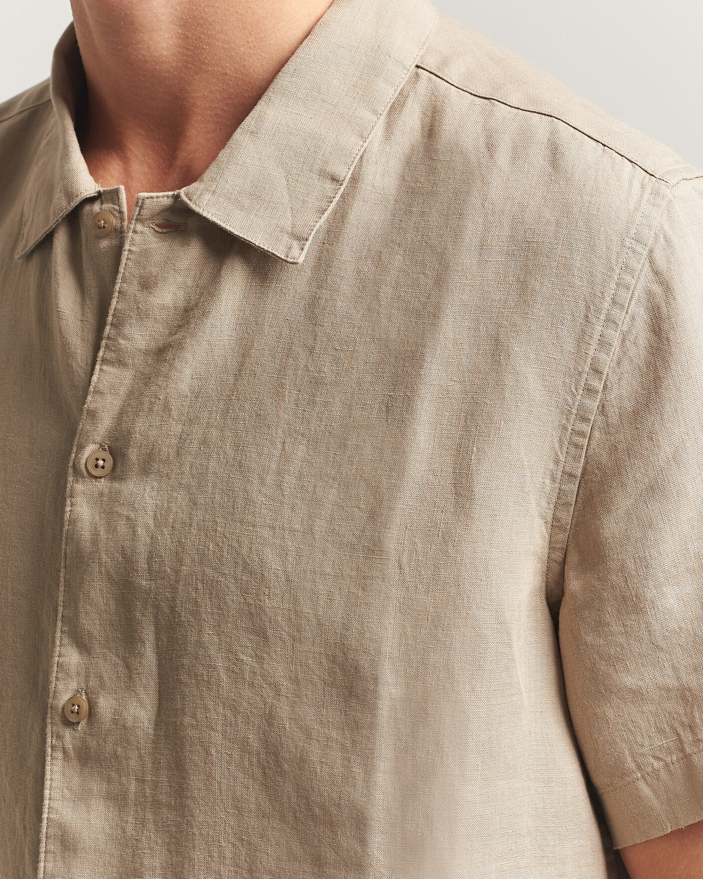 Uomini | Camicie | Samsøe Samsøe | Avan Linen Short Sleeve Shirt Aluminum