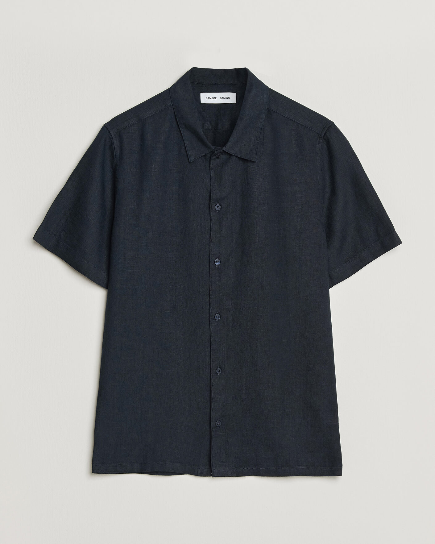 Uomini | Camicie | Samsøe Samsøe | Avan Linen Short Sleeve Shirt Salute Navy