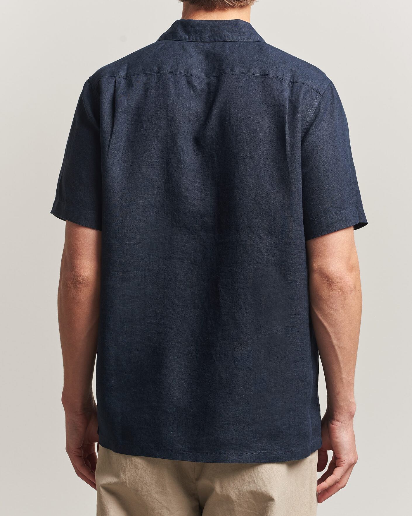 Uomini | Camicie | Samsøe Samsøe | Avan Linen Short Sleeve Shirt Salute Navy