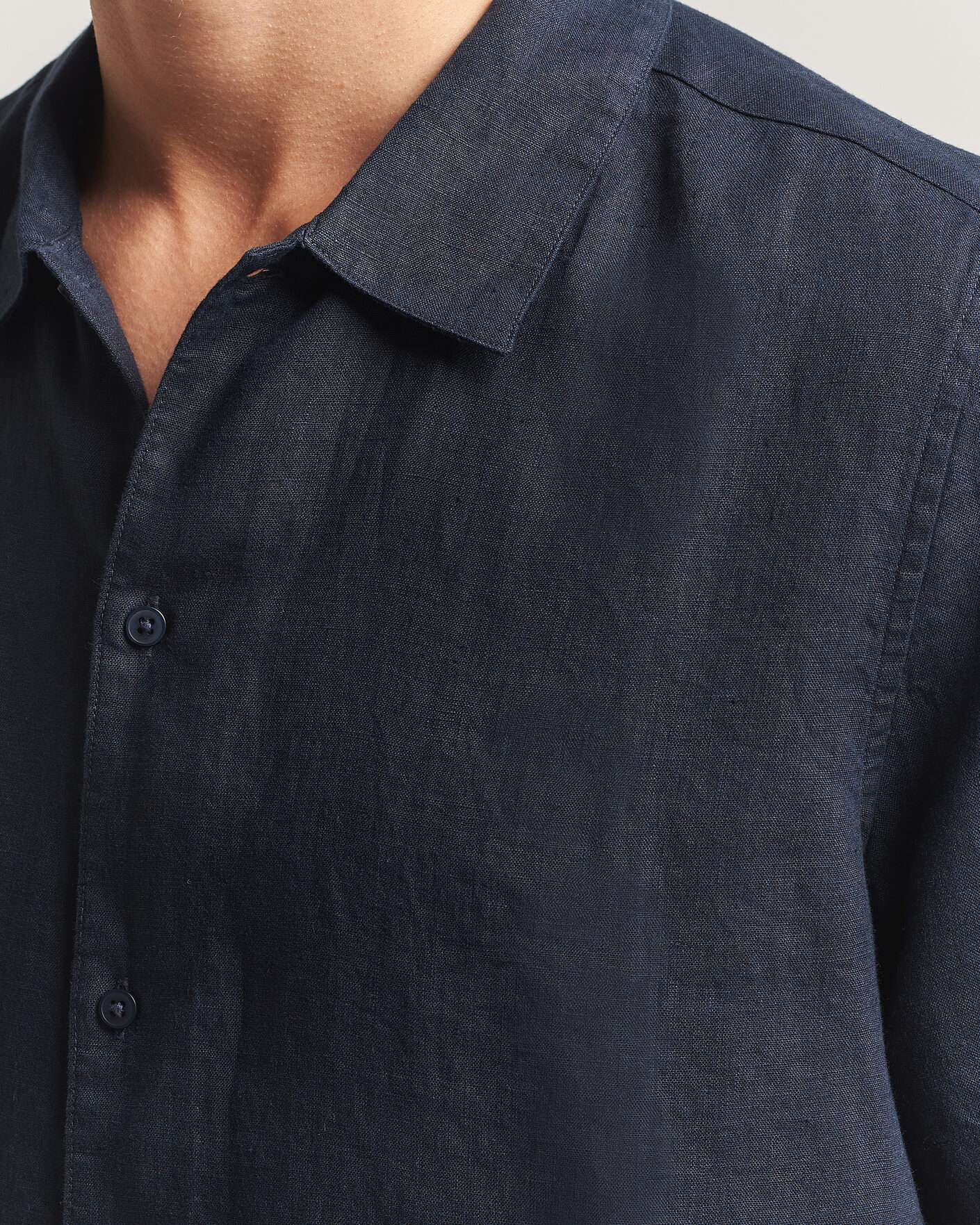 Uomini | Camicie | Samsøe Samsøe | Avan Linen Short Sleeve Shirt Salute Navy