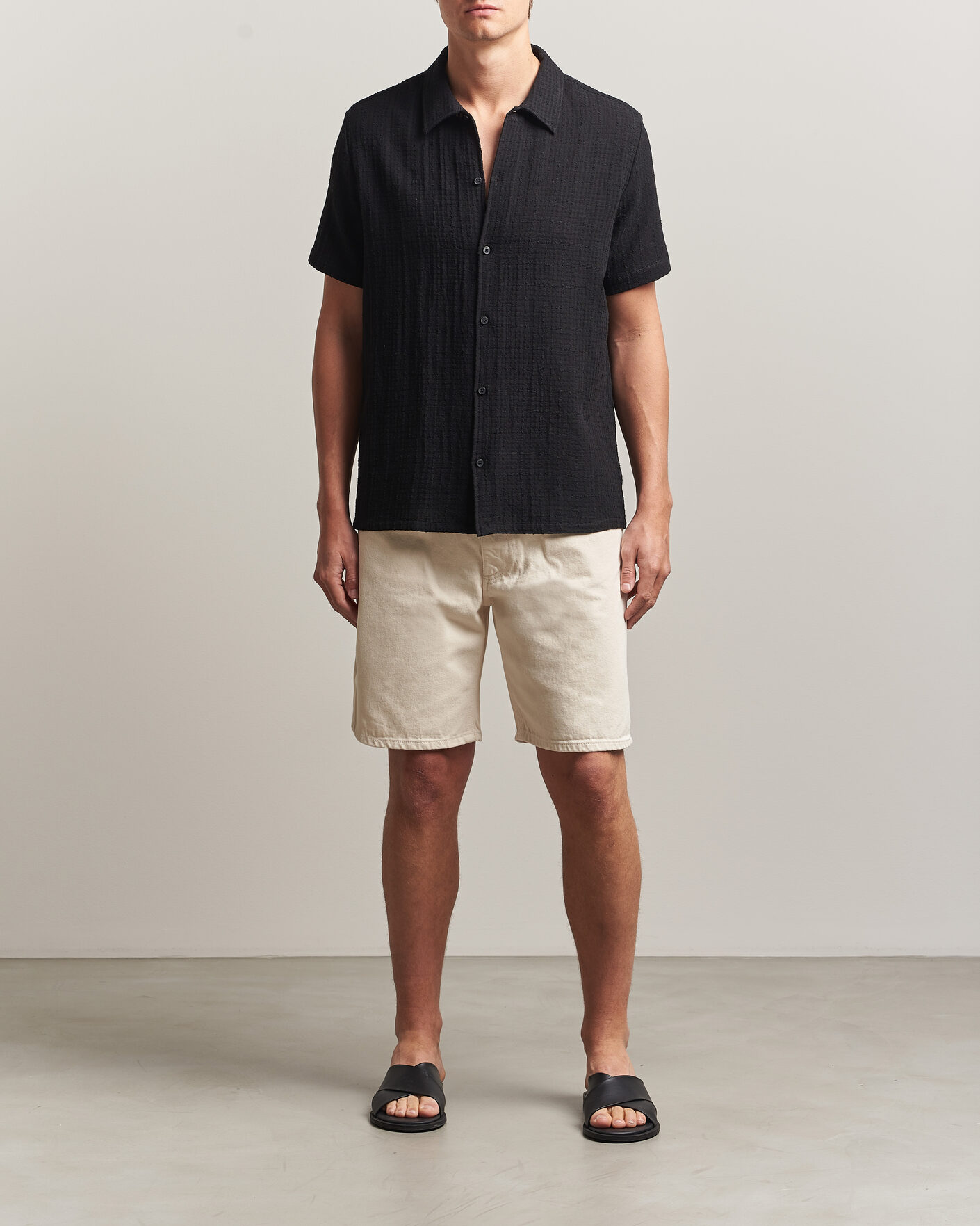 Uomini | Camicie | Samsøe Samsøe | Avan Structured Short Sleeve Shirt Black