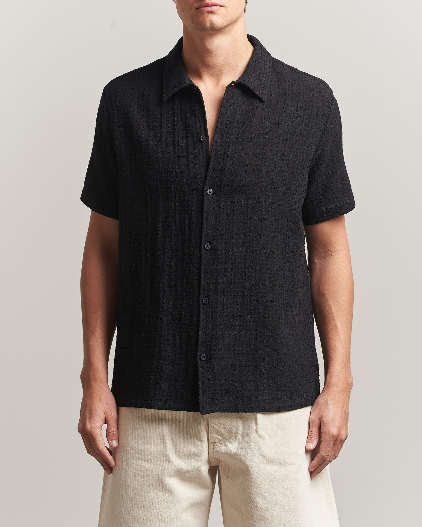 Uomini | Camicie | Samsøe Samsøe | Avan Structured Short Sleeve Shirt Black