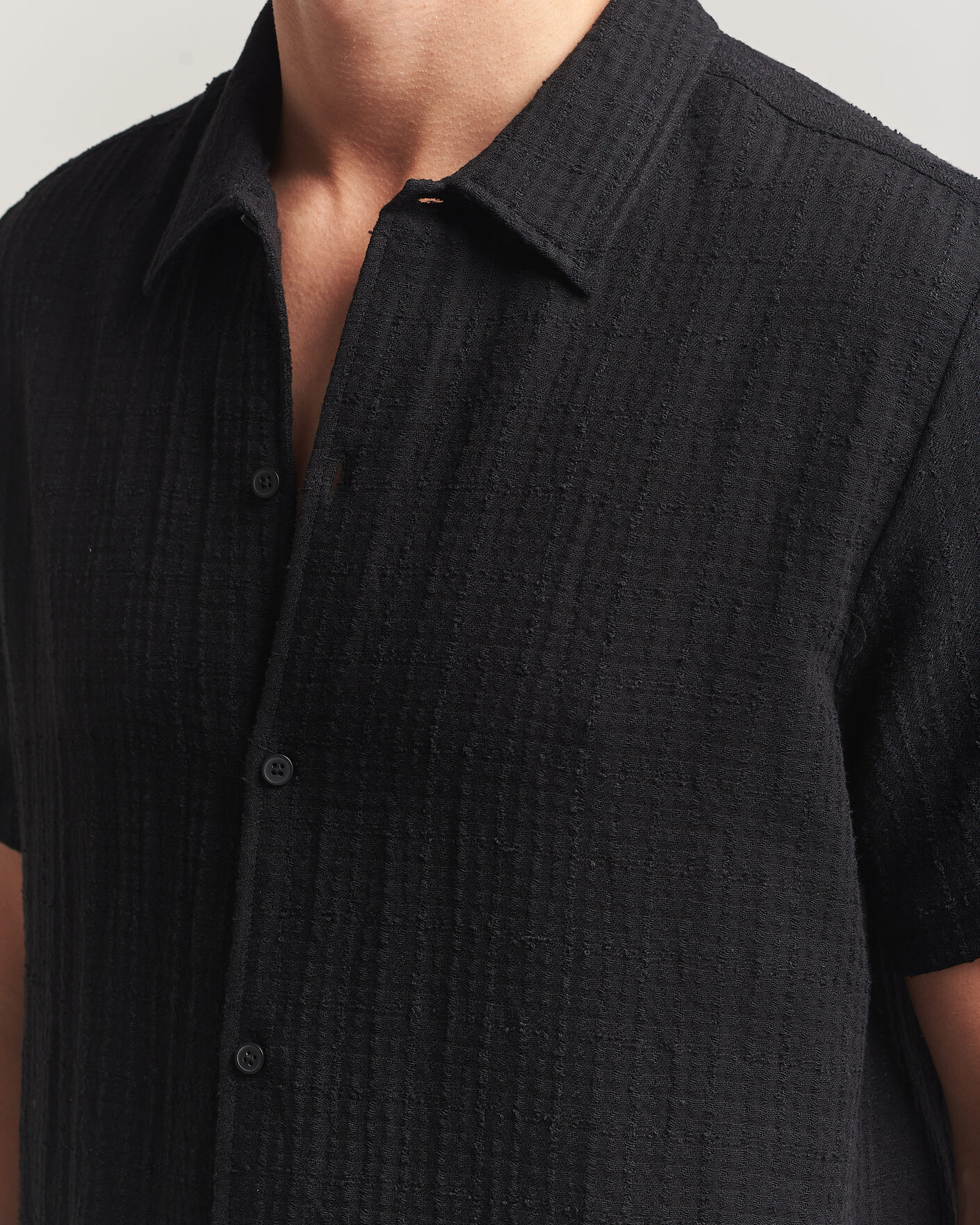 Uomini | Camicie | Samsøe Samsøe | Avan Structured Short Sleeve Shirt Black