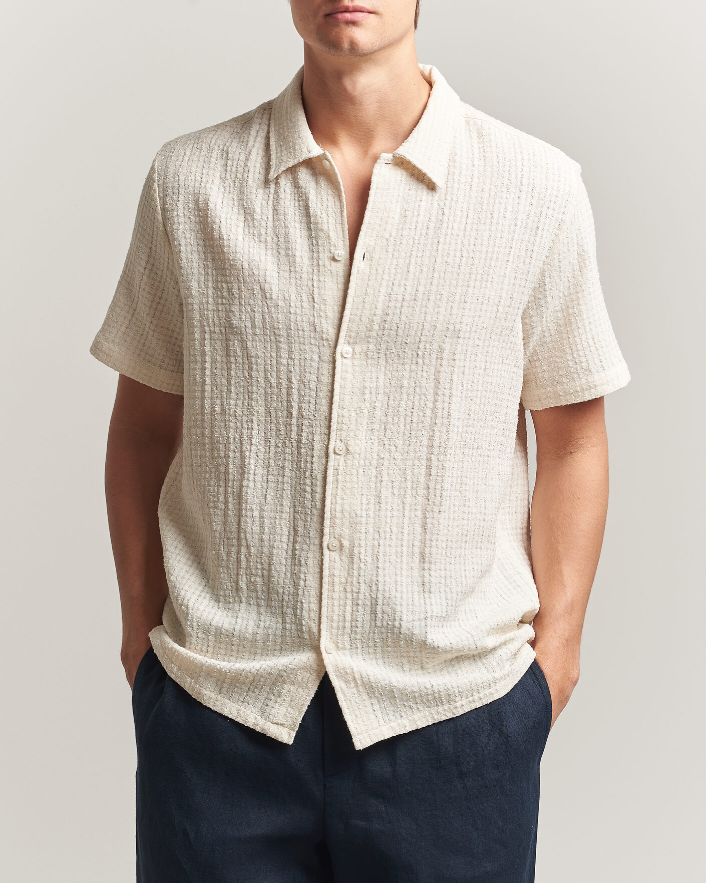 Uomini | Camicie | Samsøe Samsøe | Avan Structured Short Sleeve Shirt Clear Cream