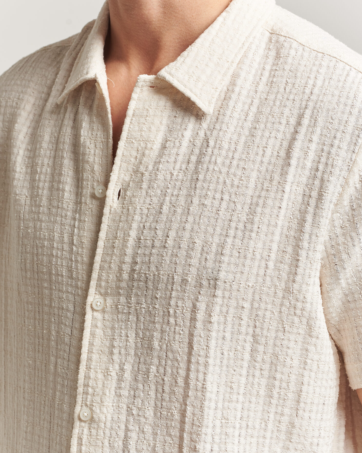 Uomini | Camicie | Samsøe Samsøe | Avan Structured Short Sleeve Shirt Clear Cream