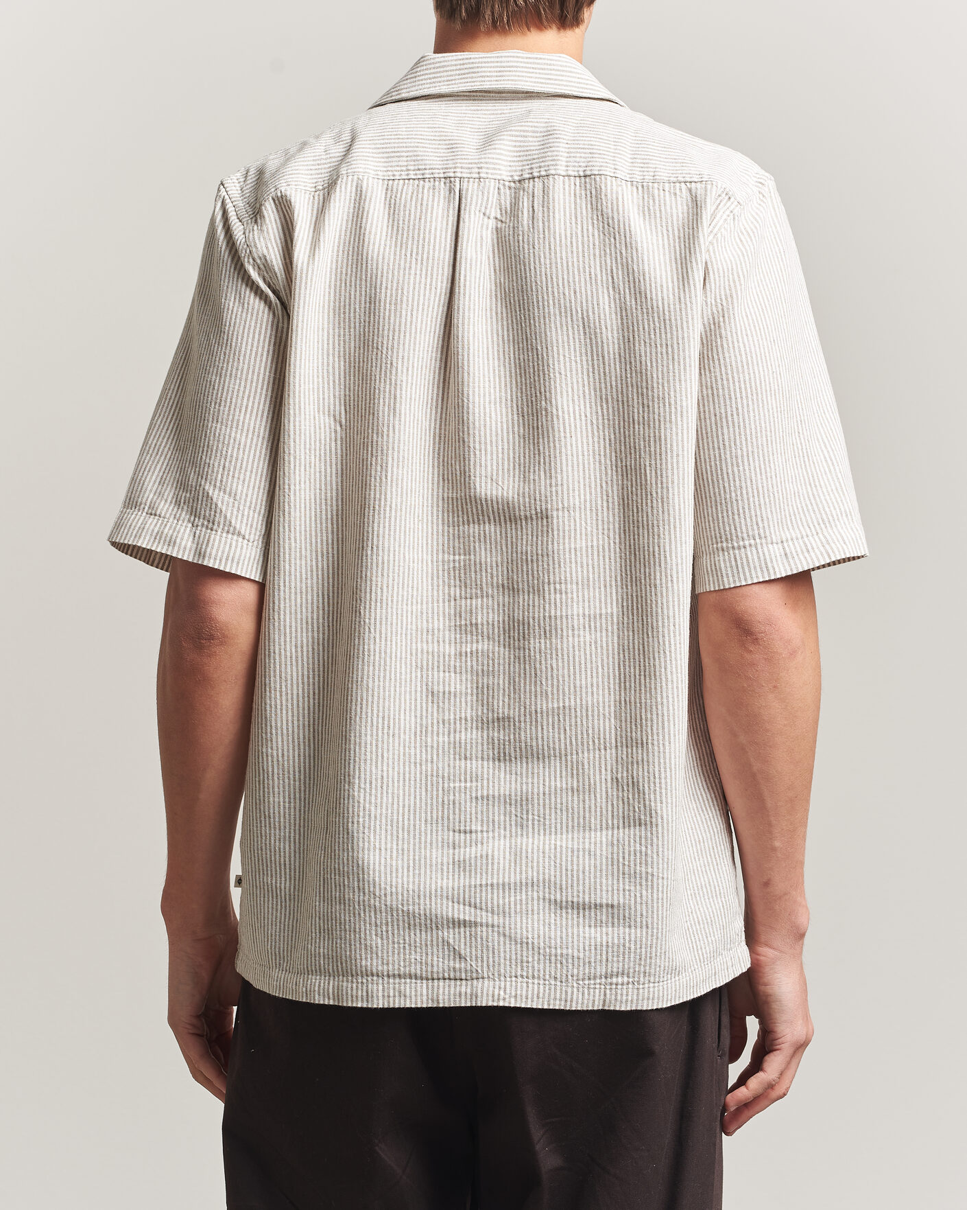 Uomini | Camicie | Samsøe Samsøe | Oscar Linen/Cotton Striped Short Sleeve Shirt Aluminum