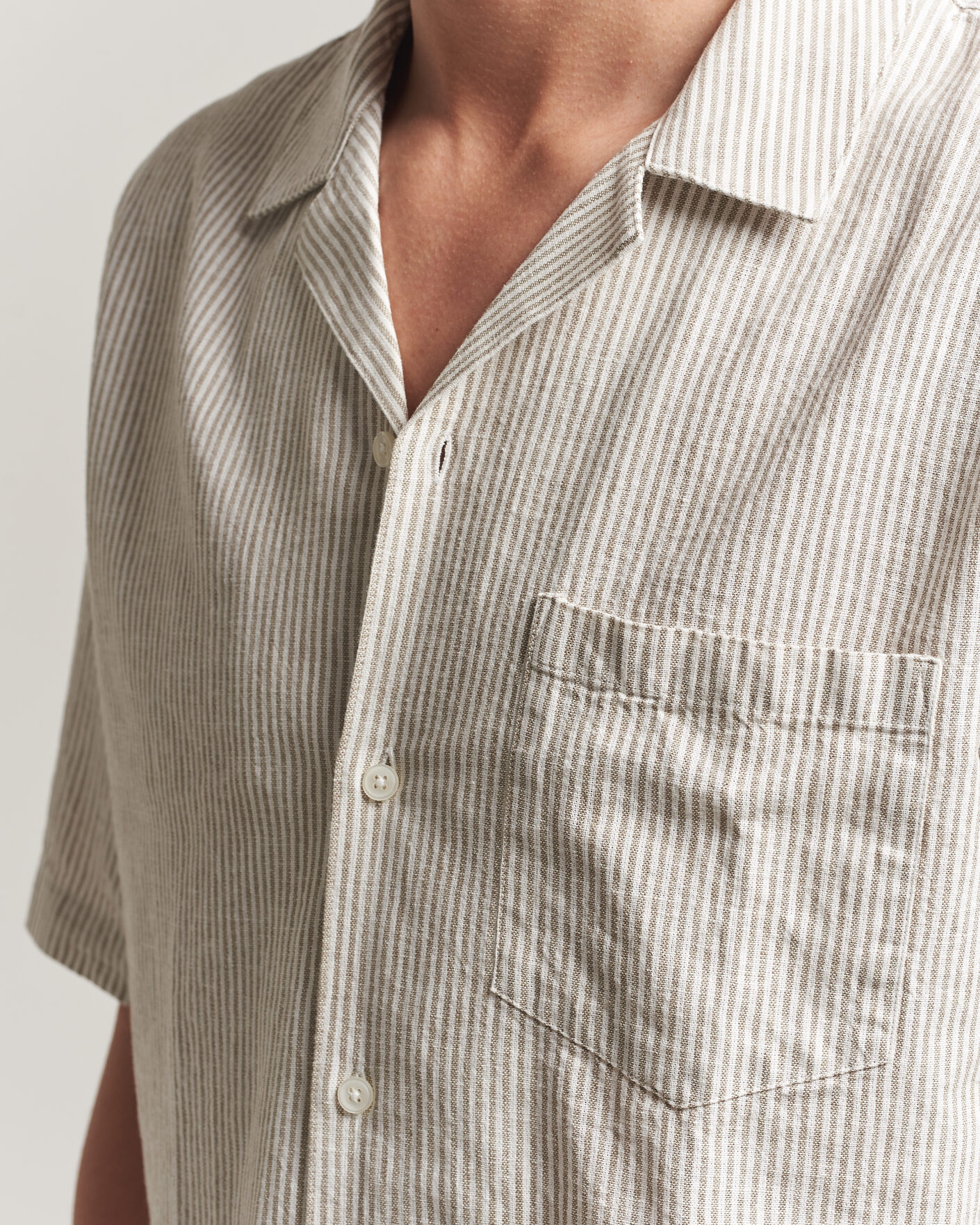 Uomini | Camicie | Samsøe Samsøe | Oscar Linen/Cotton Striped Short Sleeve Shirt Aluminum