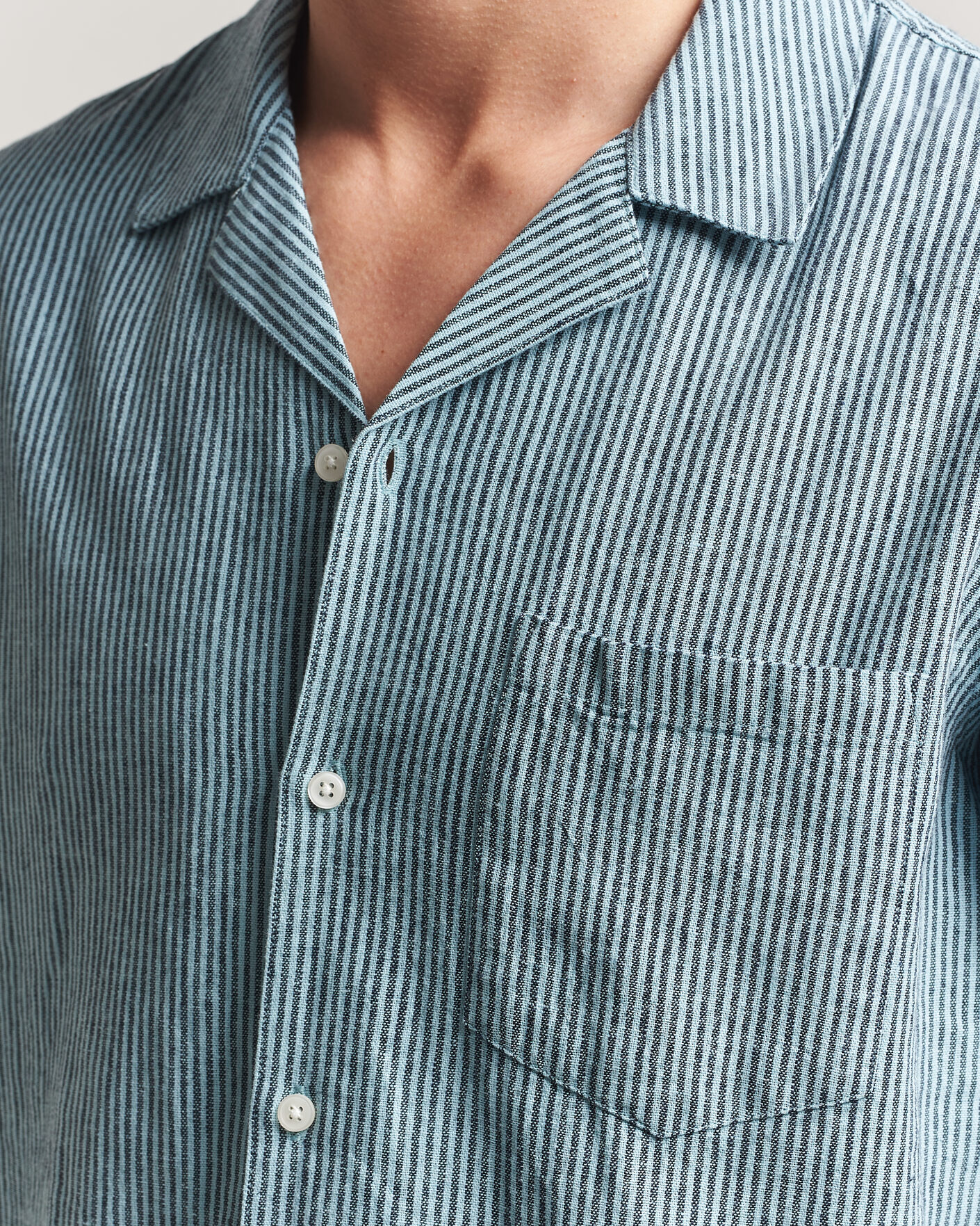 Uomini | Camicie | Samsøe Samsøe | Oscar Linen/Cotton Striped Short Sleeve Shirt Tourmaline