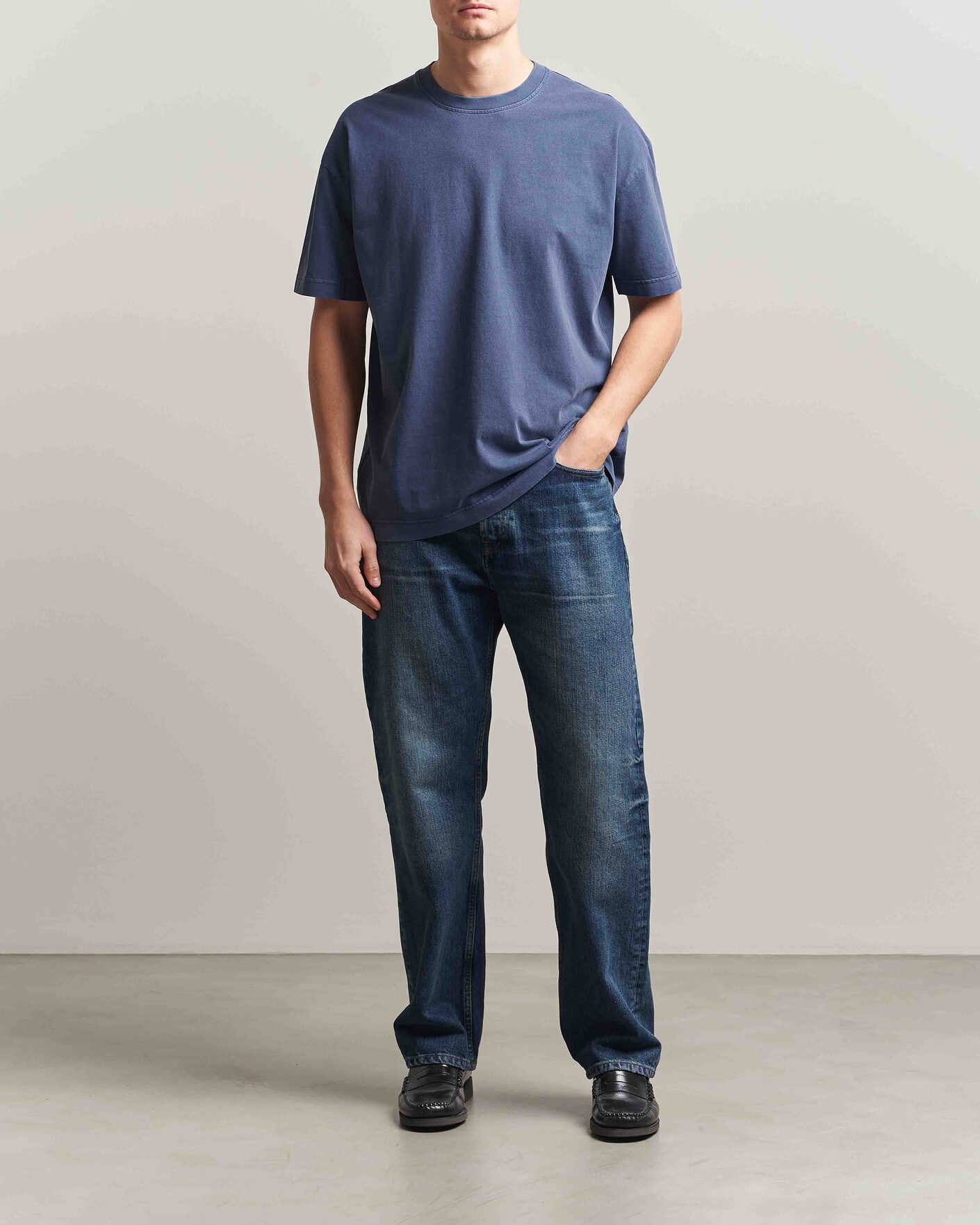 Uomini | T-shirt | Samsøe Samsøe | Joel Organic Washed Cotton T-Shirt Salute Navy