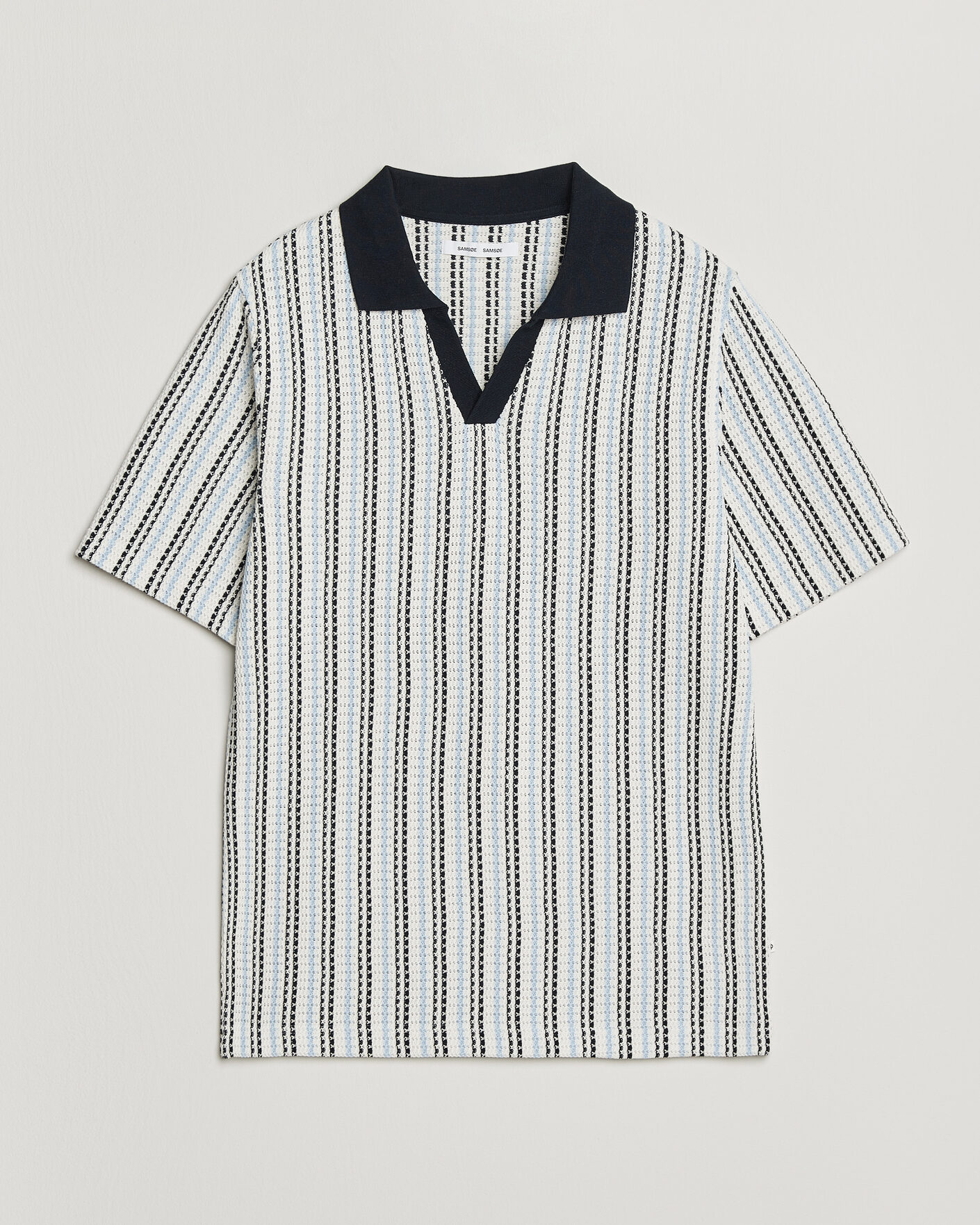 Uomini | Polo | Samsøe Samsøe | Mac Striped Knitted Polo Blue/White