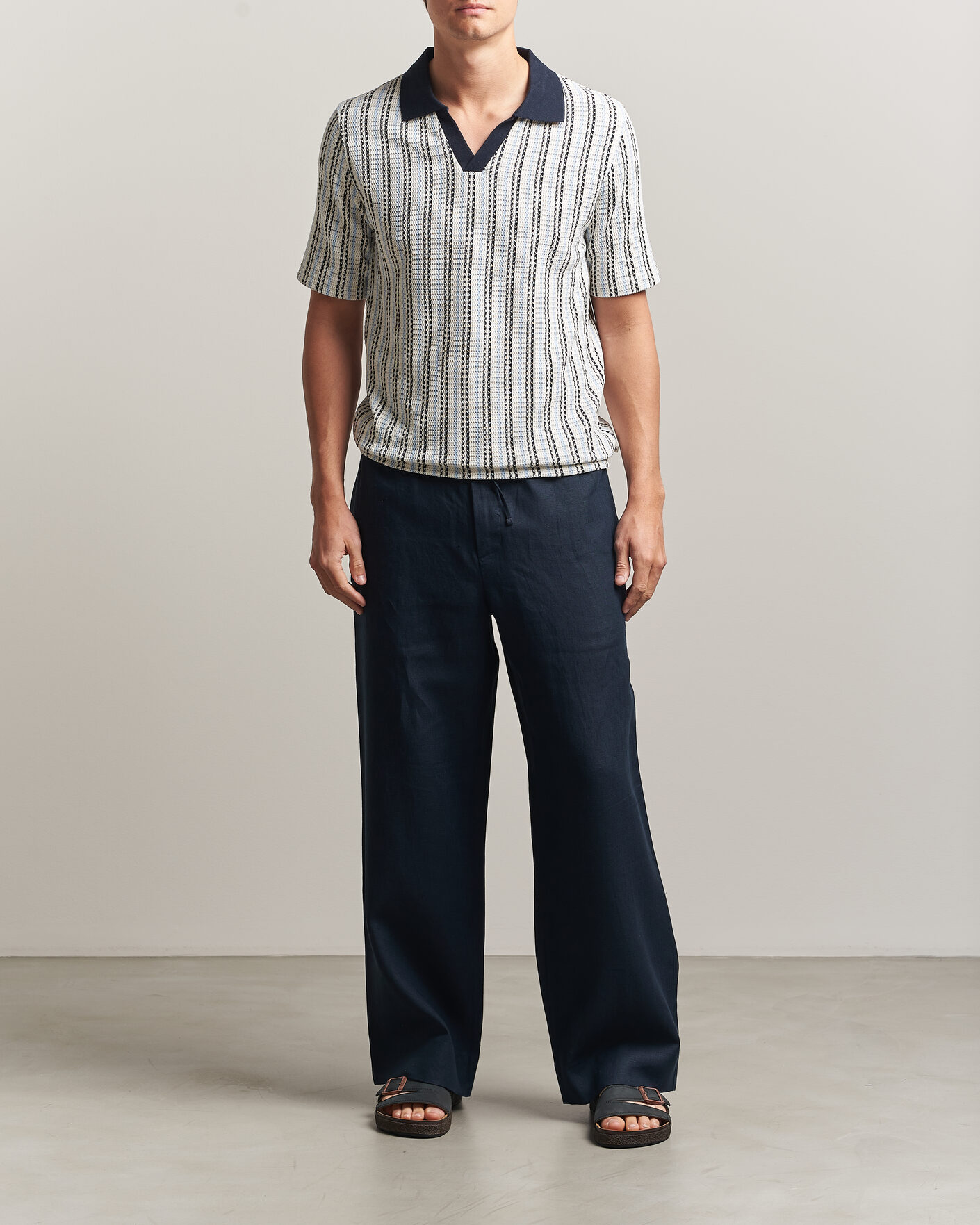 Uomini | Polo | Samsøe Samsøe | Mac Striped Knitted Polo Blue/White
