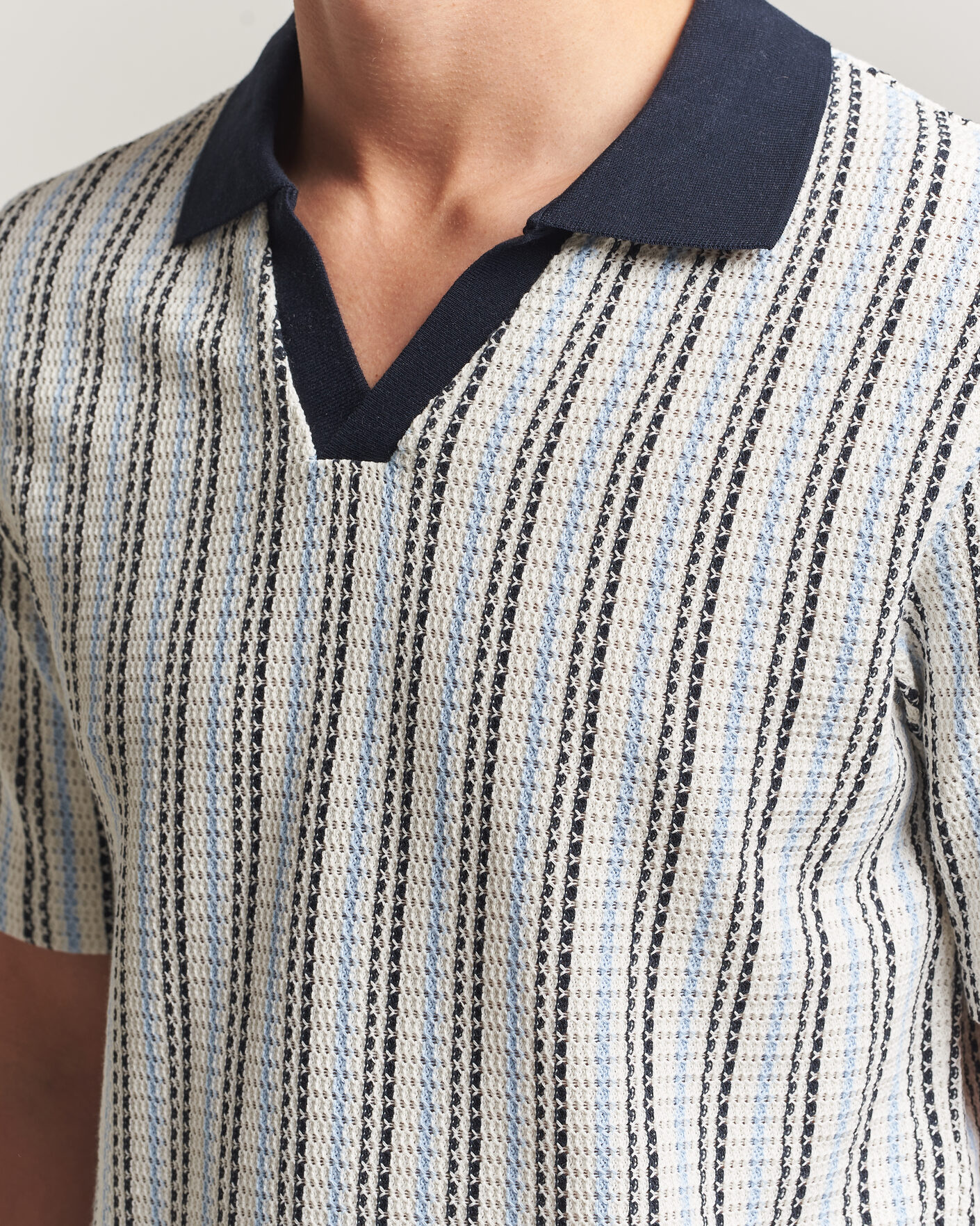 Uomini | Polo | Samsøe Samsøe | Mac Striped Knitted Polo Blue/White