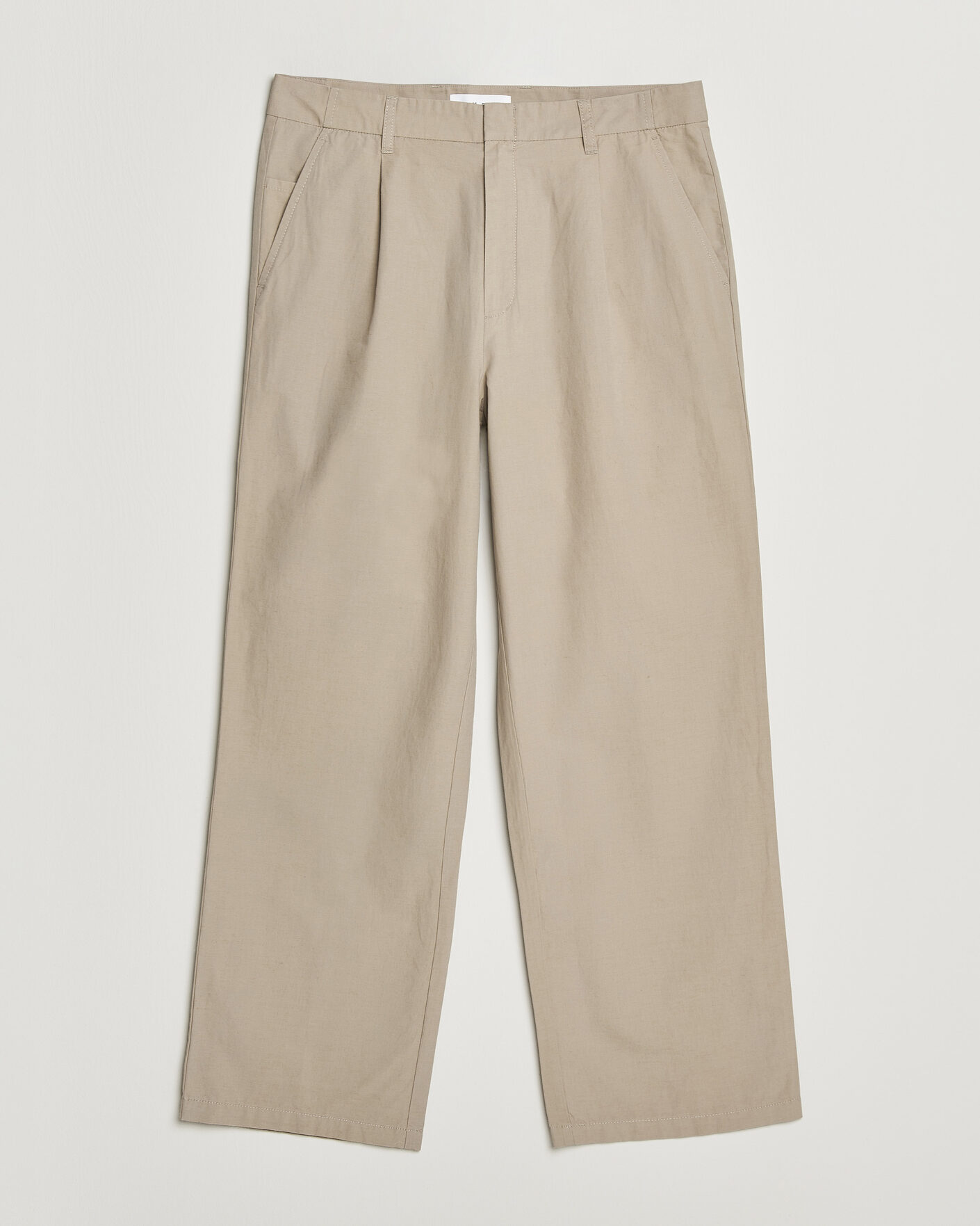 Uomini | Pantaloni | Samsøe Samsøe | Valentin Cotton/Linen Pleated Trousers Aluminum