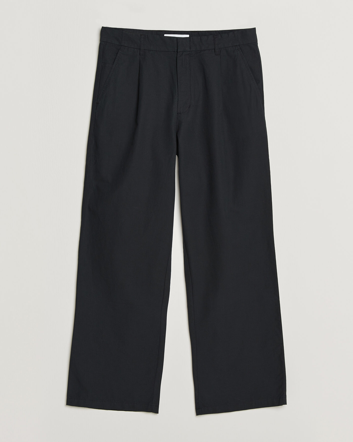 Uomini | Pantaloni | Samsøe Samsøe | Valentin Cotton/Linen Pleated Trousers Black