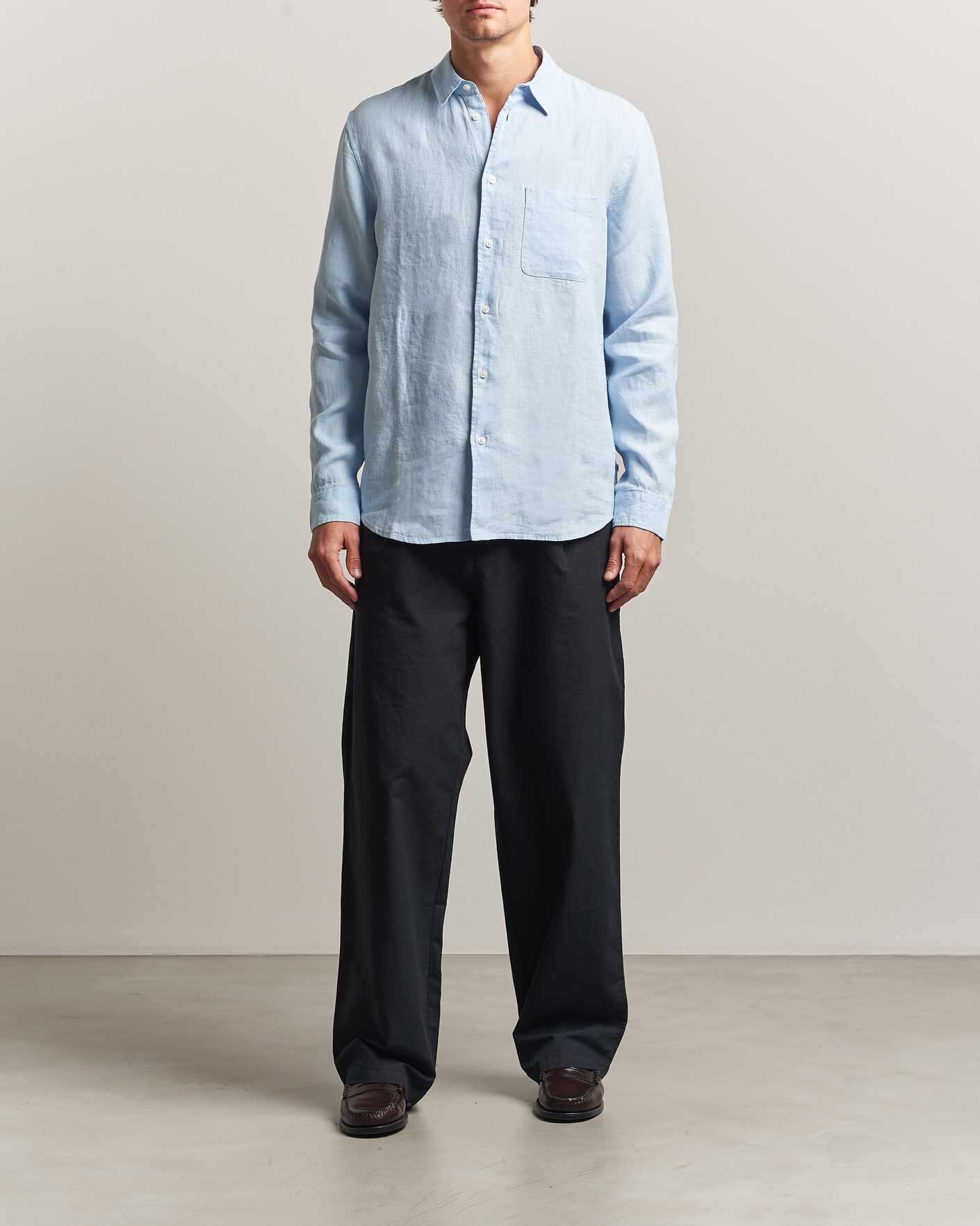 Uomini | Pantaloni | Samsøe Samsøe | Valentin Cotton/Linen Pleated Trousers Black