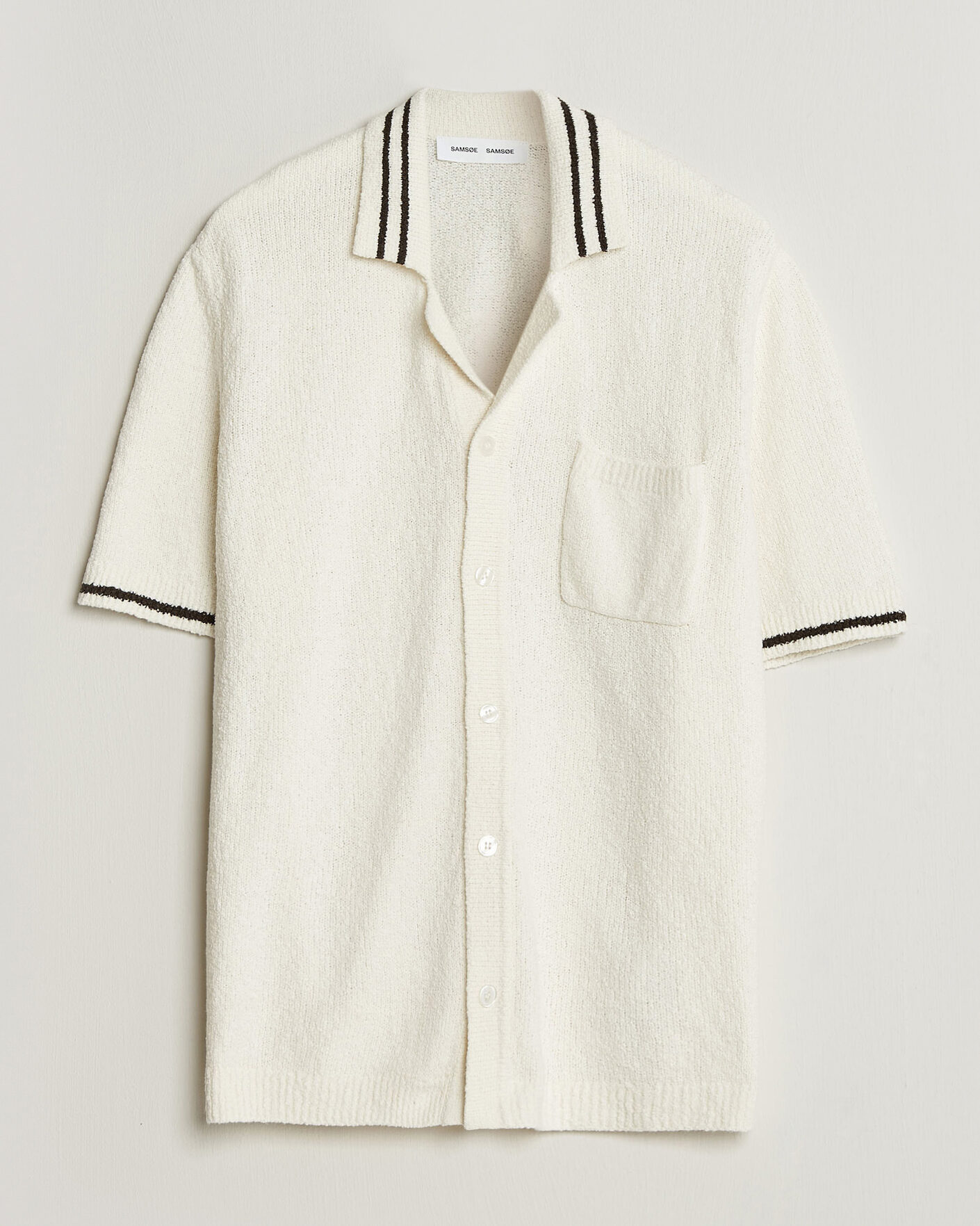 Uomini | Camicie | Samsøe Samsøe | Pedro Knitted Short Sleeve Shirt Clear Cream