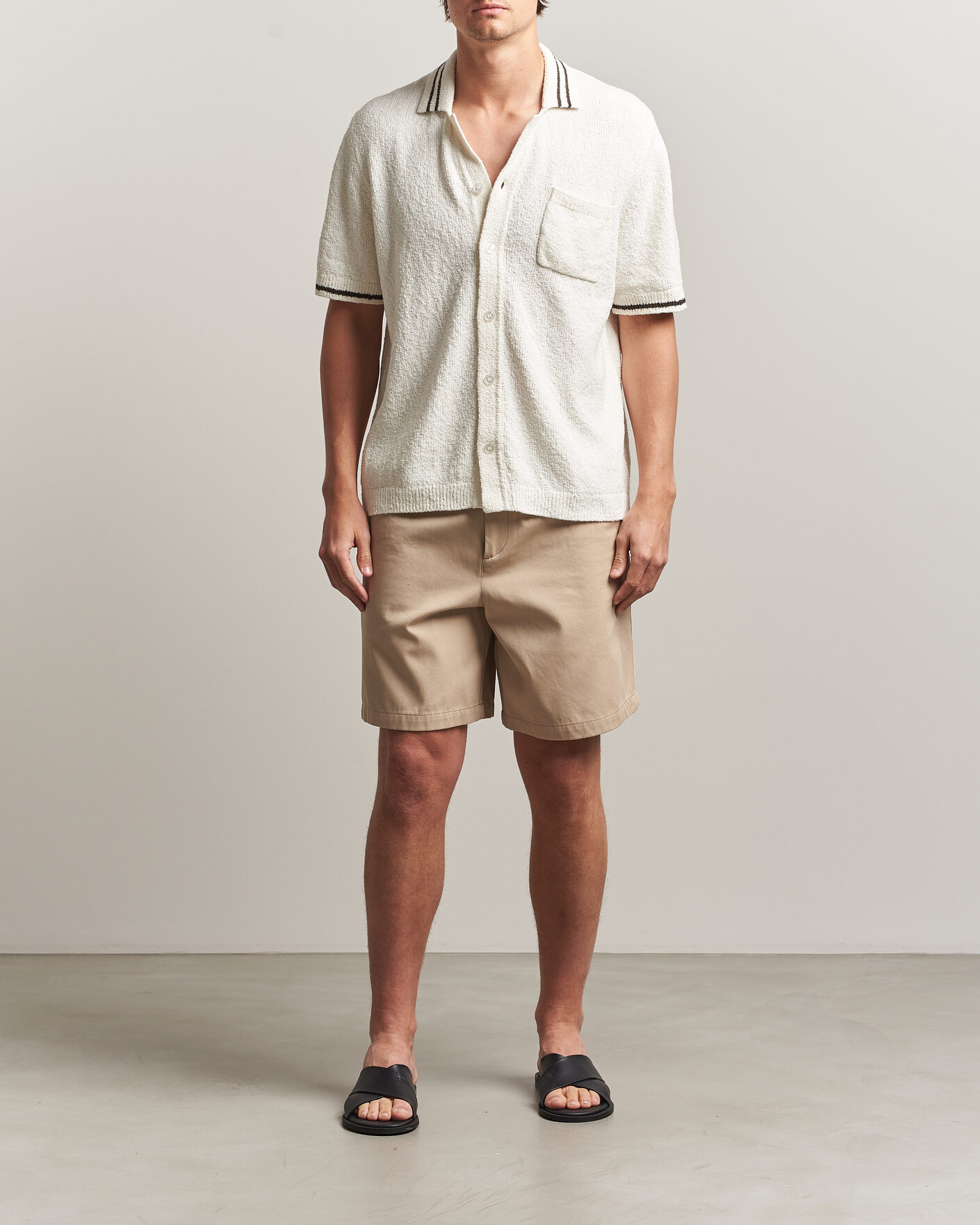 Uomini | Camicie | Samsøe Samsøe | Pedro Knitted Short Sleeve Shirt Clear Cream