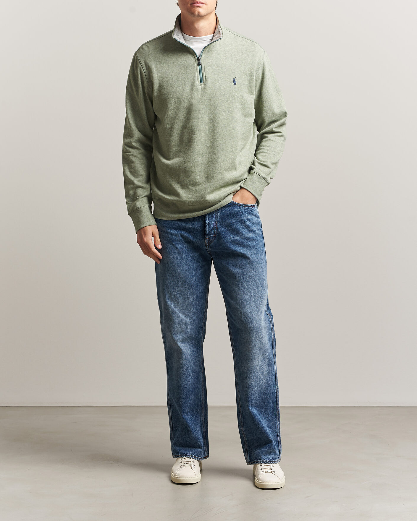 Uomini | Maglieria | Polo Ralph Lauren | Double Knit Half Zip Greenery Heather