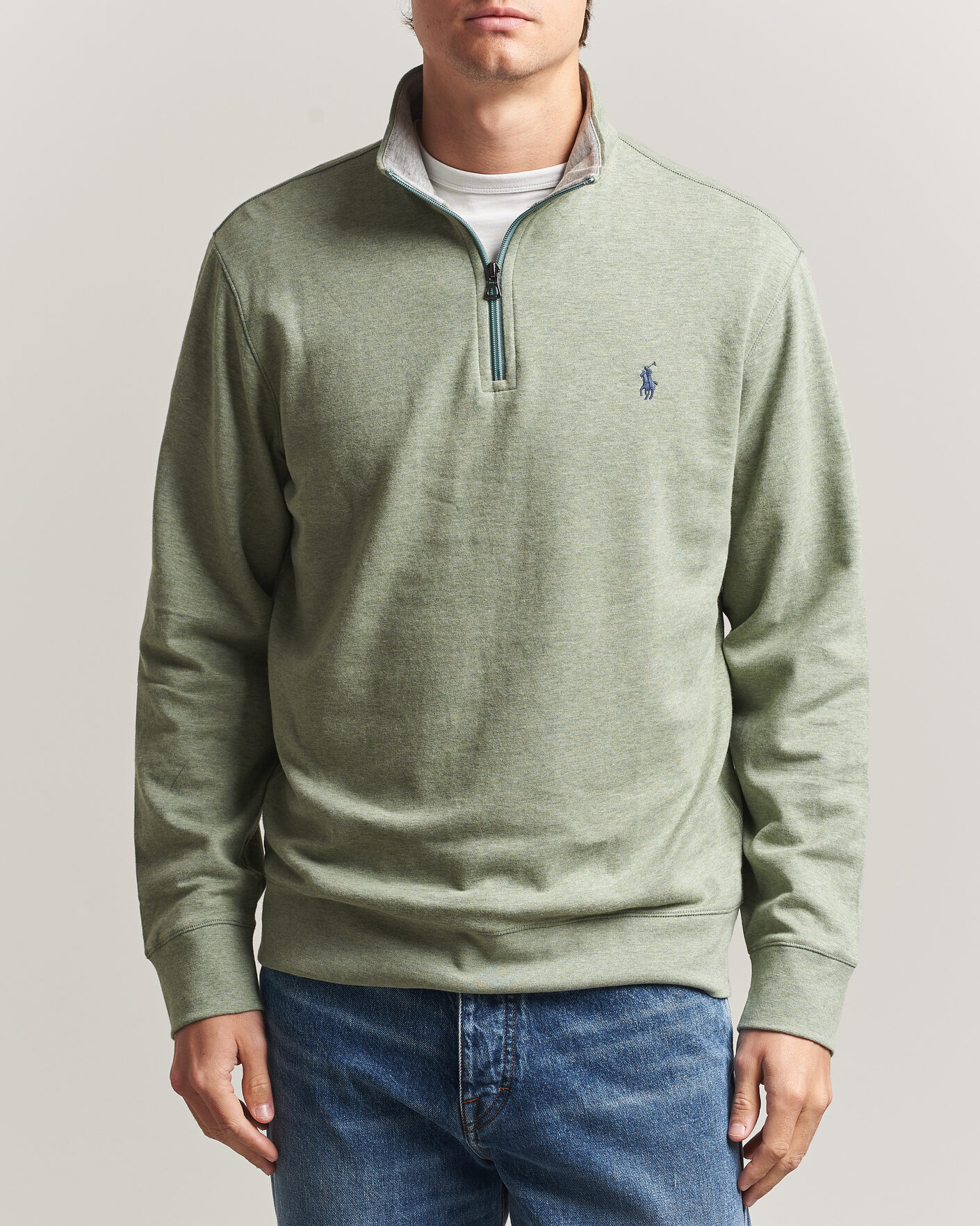 Uomini | Maglieria | Polo Ralph Lauren | Double Knit Half Zip Greenery Heather