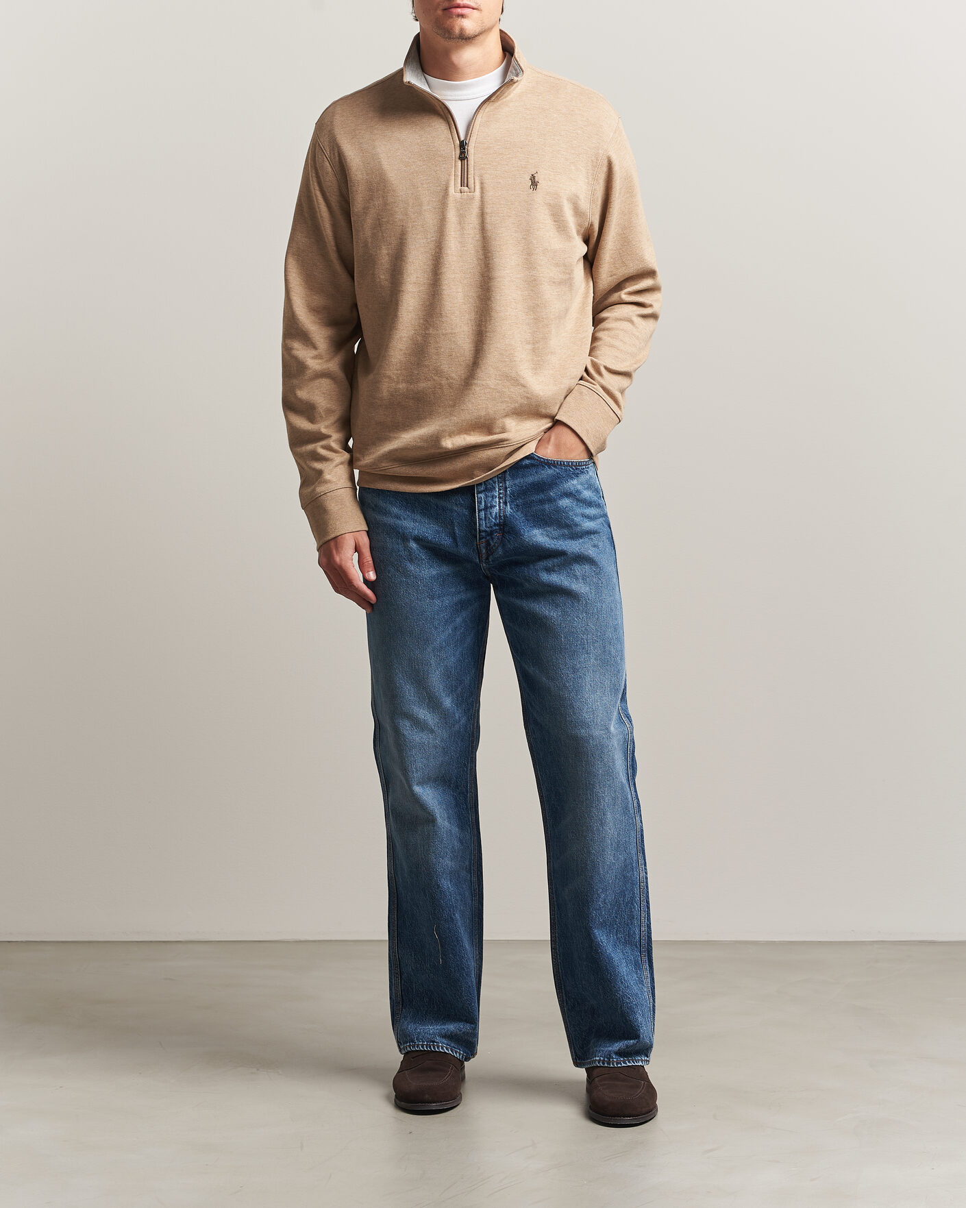 Uomini | Maglieria | Polo Ralph Lauren | Double Knit Half Zip Warm Brown