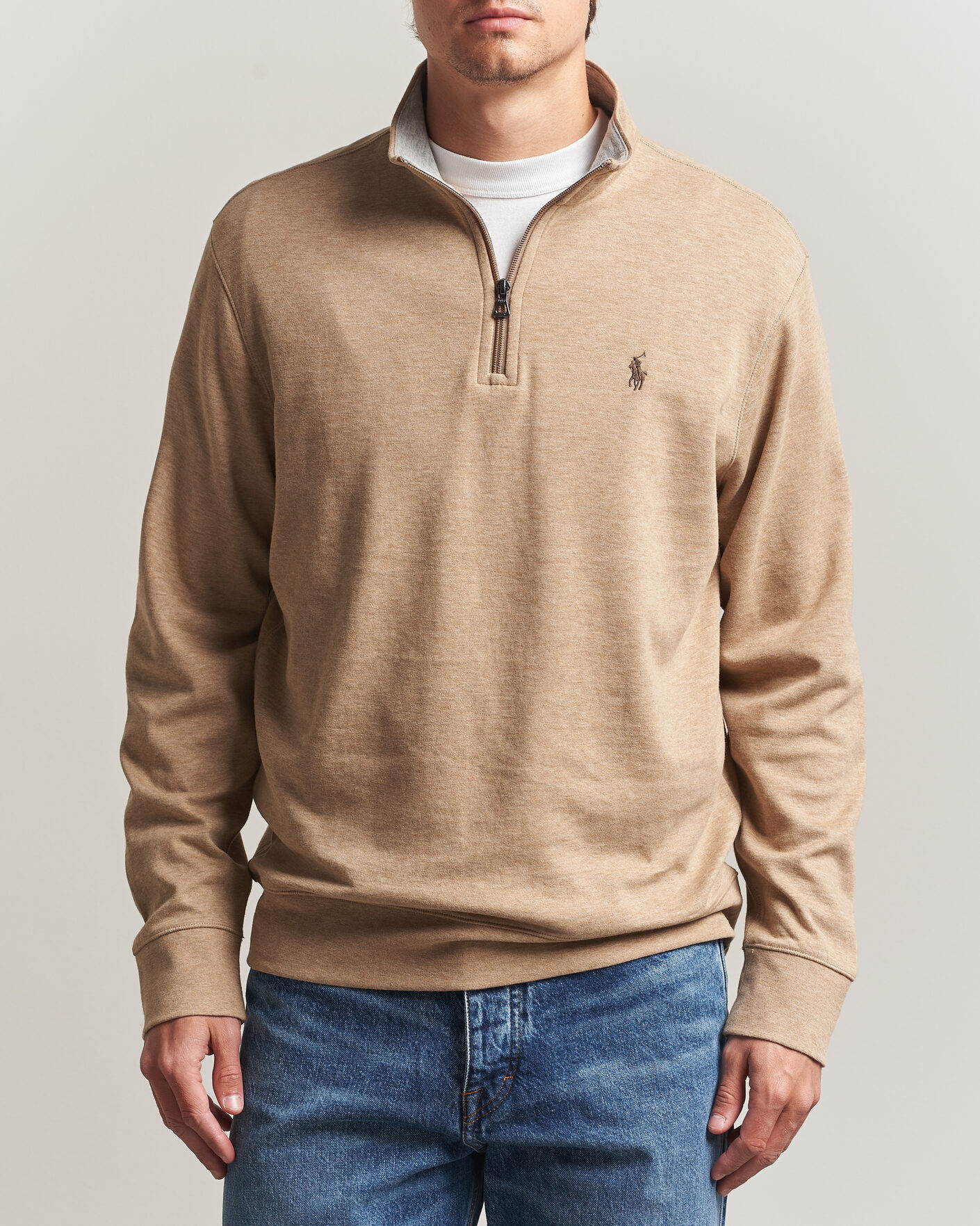 Uomini | Maglieria | Polo Ralph Lauren | Double Knit Half Zip Warm Brown