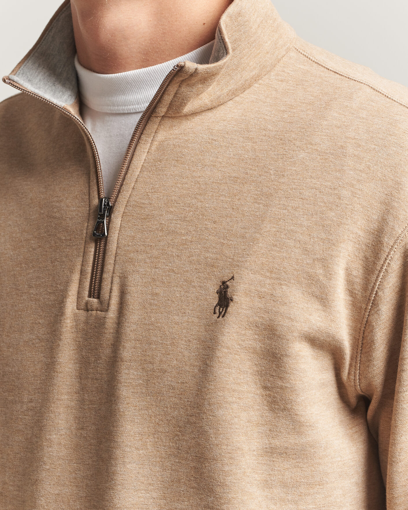 Uomini | Maglieria | Polo Ralph Lauren | Double Knit Half Zip Warm Brown