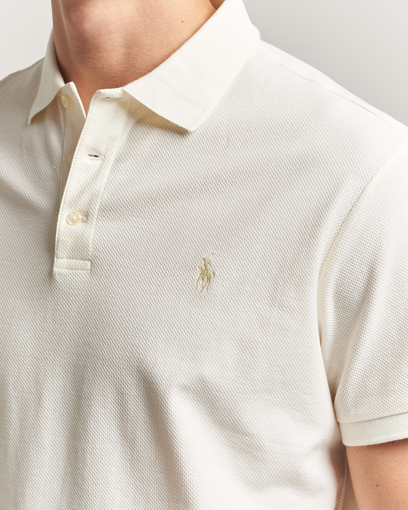 Uomini | Polo | Polo Ralph Lauren | Honeycomb Texture Polo Pale Cream