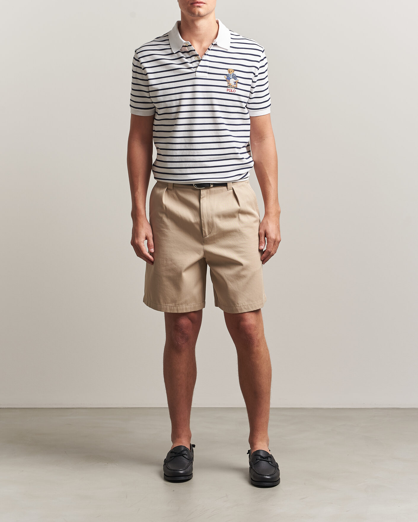 Uomini | Polo | Polo Ralph Lauren | Newport Bear Striped Custom Slim Polo White/Navy