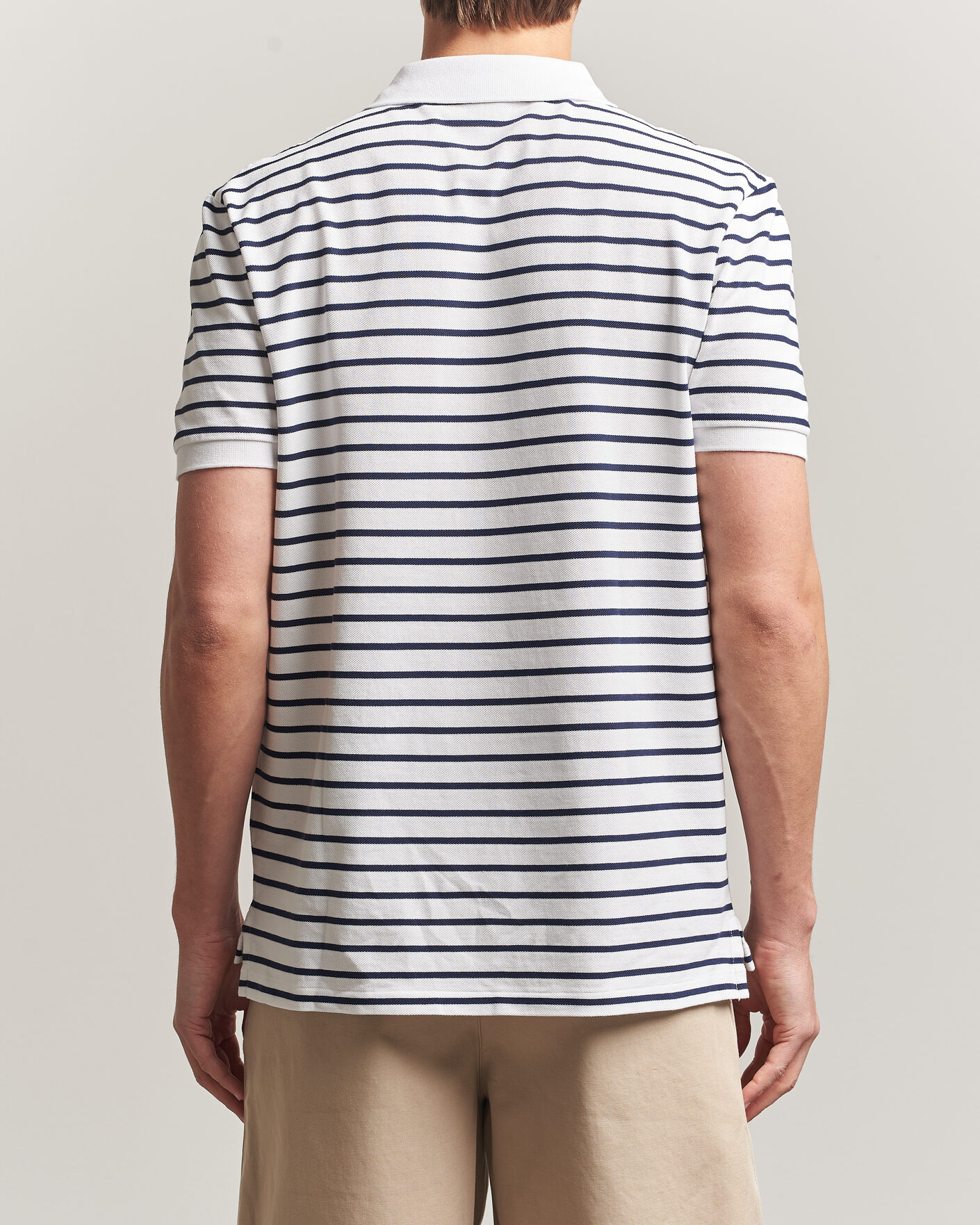 Uomini | Polo | Polo Ralph Lauren | Newport Bear Striped Custom Slim Polo White/Navy