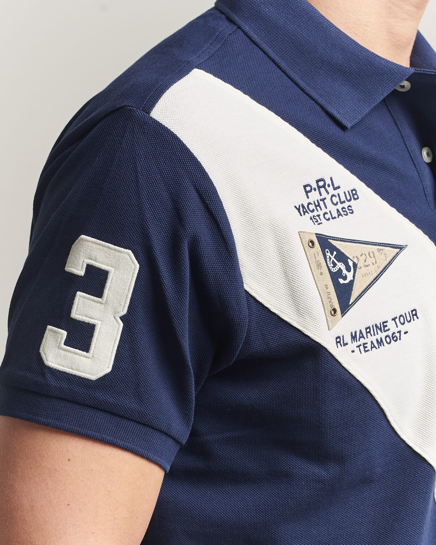 Uomini | Polo | Polo Ralph Lauren | Custom Slim Diagonal Stipe Polo Newport Navy/Nevis