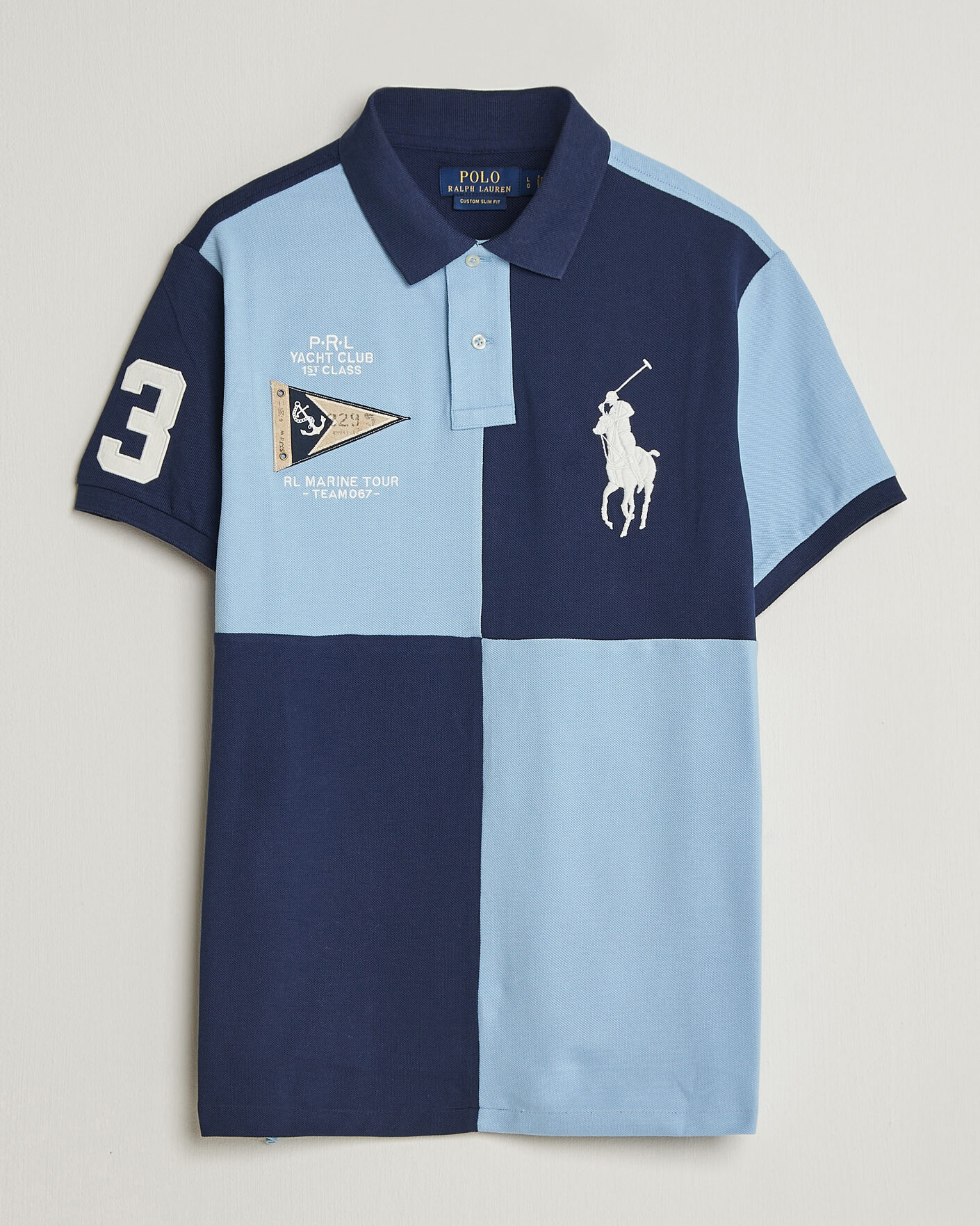 Uomini | Polo | Polo Ralph Lauren | Custom Slim Rugby Block Polo NPT Navy/Powder Blue
