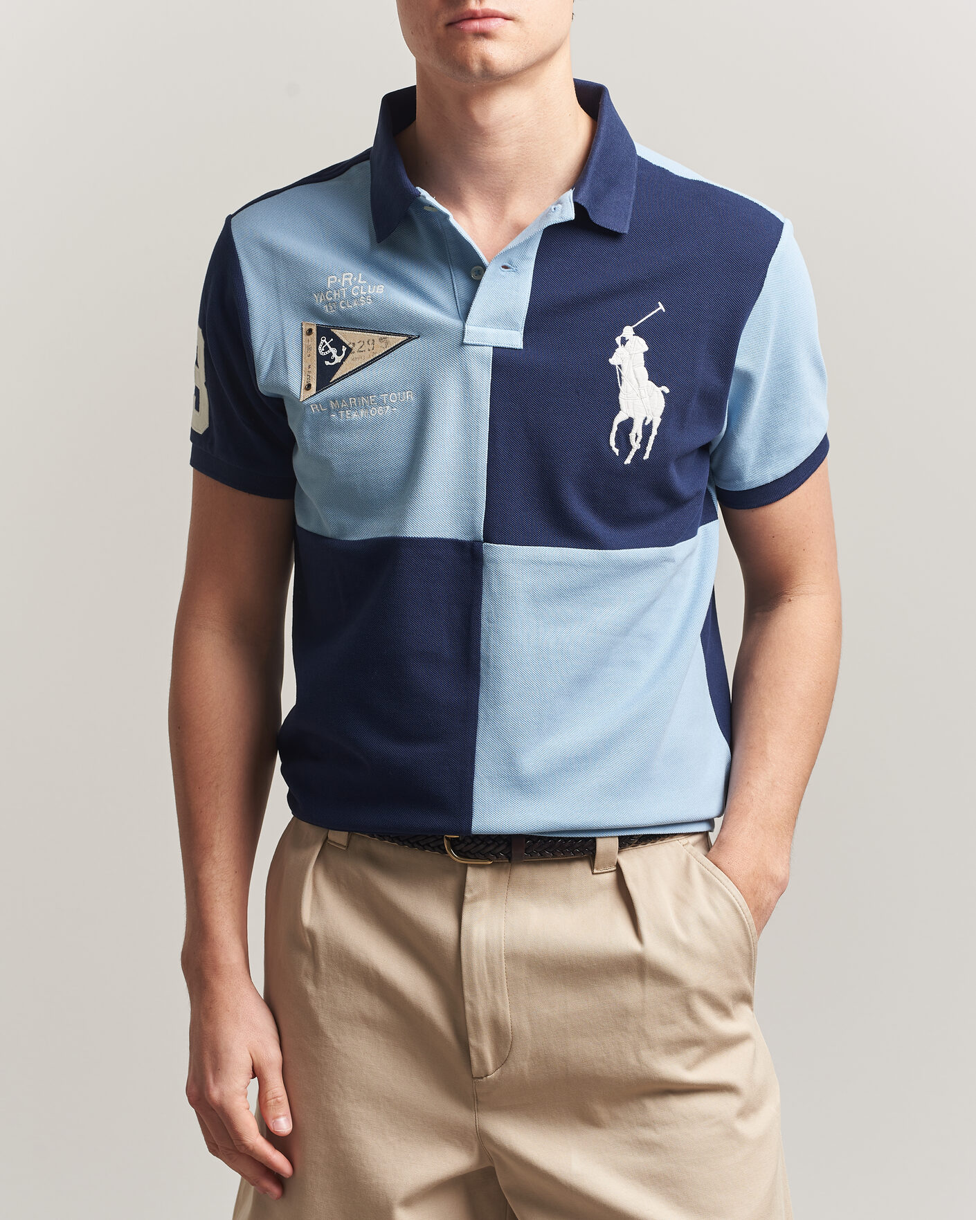 Uomini | Polo | Polo Ralph Lauren | Custom Slim Rugby Block Polo NPT Navy/Powder Blue
