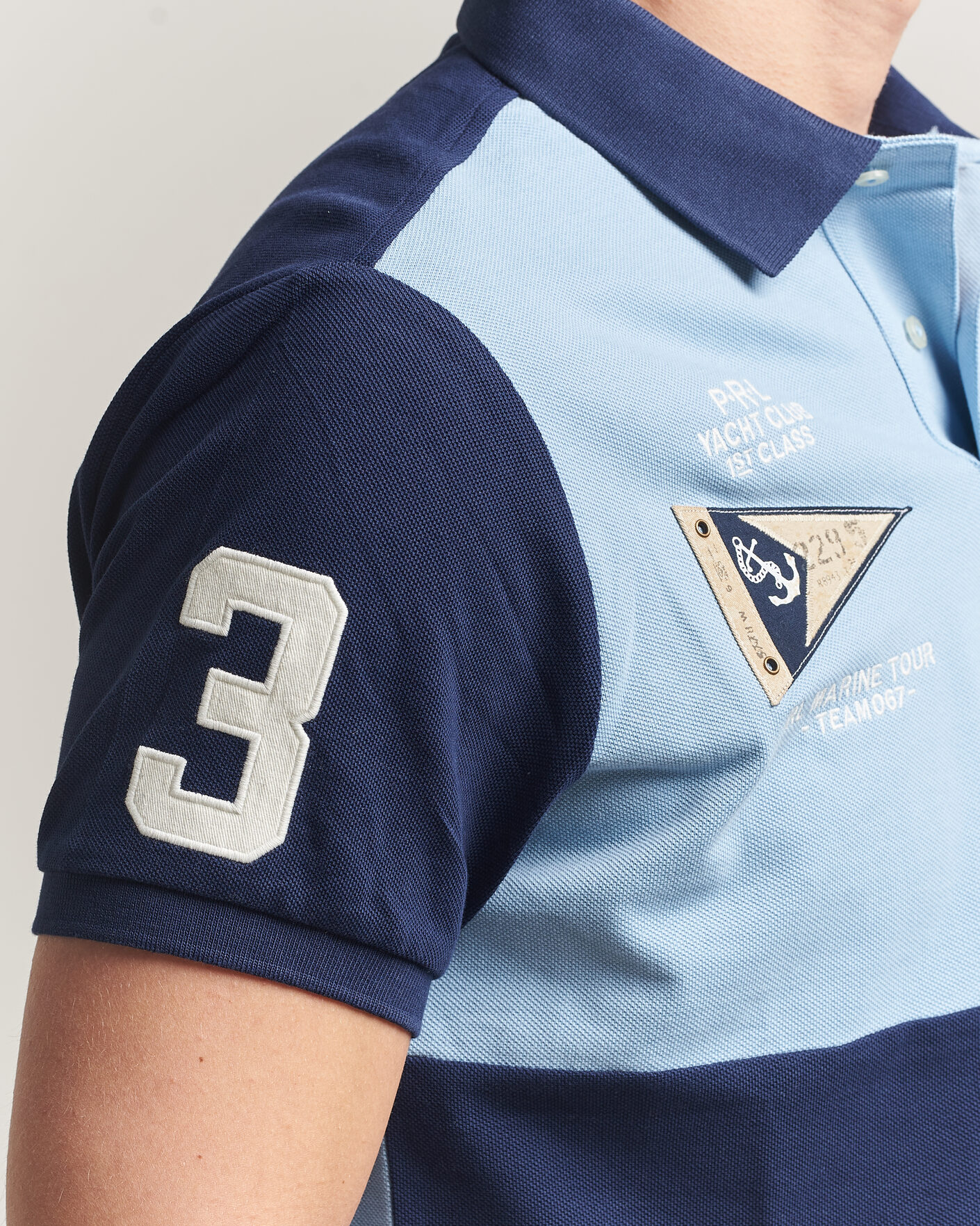 Uomini | Polo | Polo Ralph Lauren | Custom Slim Rugby Block Polo NPT Navy/Powder Blue