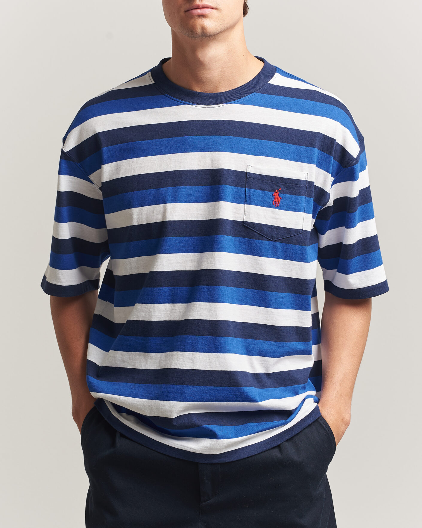 Uomini | T-shirt | Polo Ralph Lauren | Striped Pocket Tee Newport Navy Multi