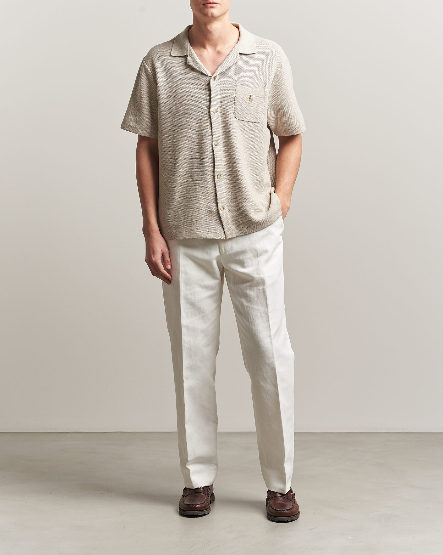 Uomini | Camicie | Polo Ralph Lauren | Textured Camp Collar Cardigan Light Walnut Brown