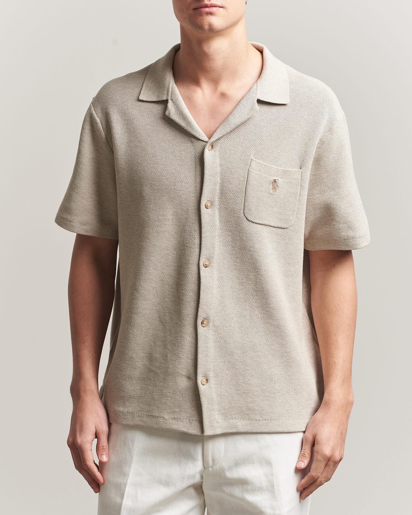 Uomini | Camicie | Polo Ralph Lauren | Textured Camp Collar Cardigan Light Walnut Brown