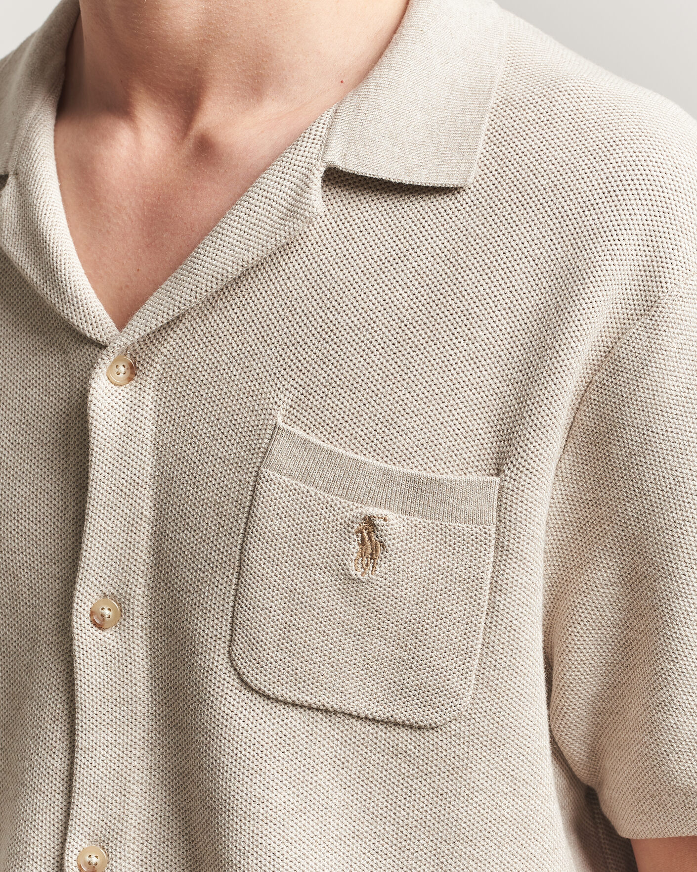 Uomini | Camicie | Polo Ralph Lauren | Textured Camp Collar Cardigan Light Walnut Brown