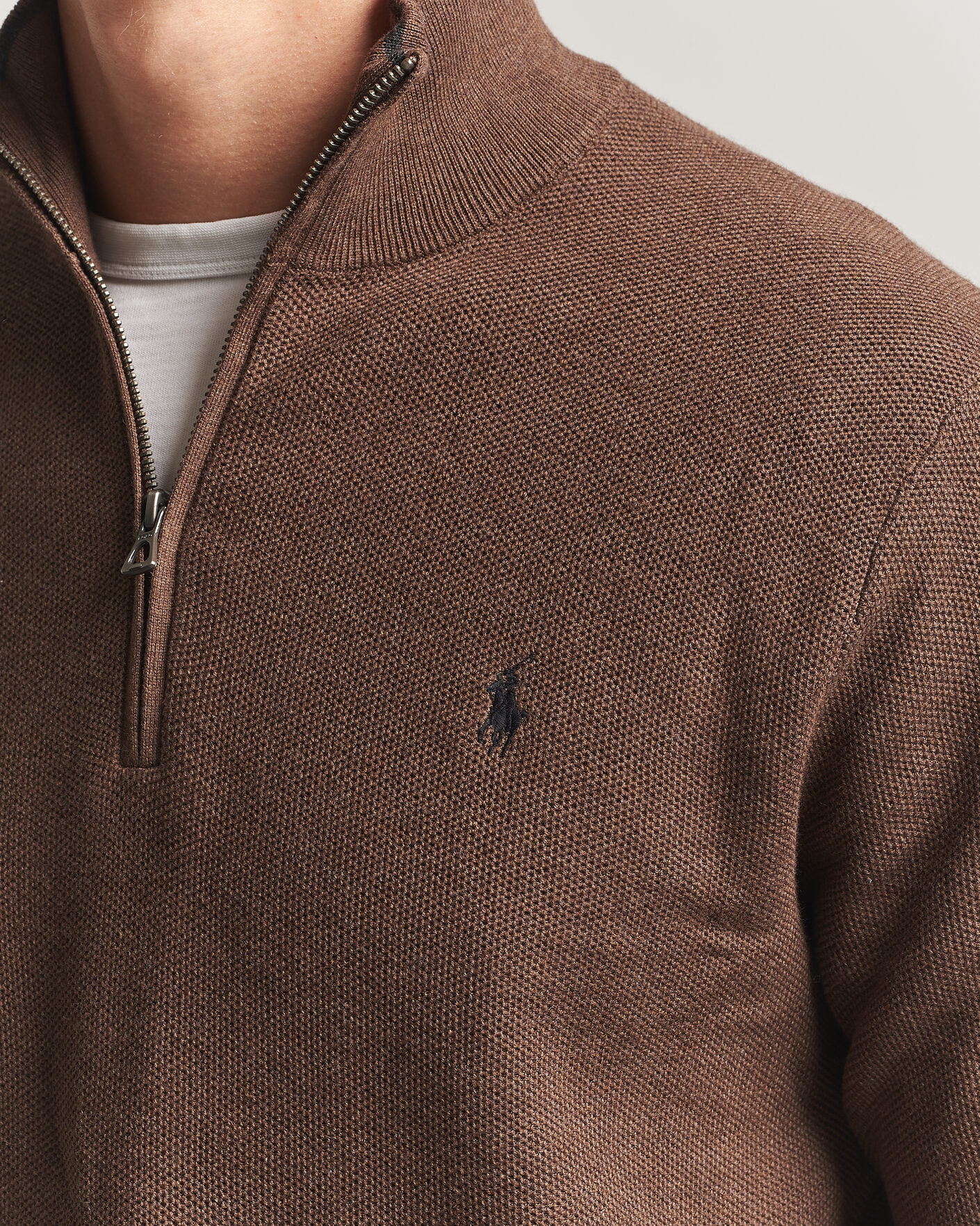 Uomini | Maglieria | Polo Ralph Lauren | Textued Half-Zip Nutmeg Brown Heather