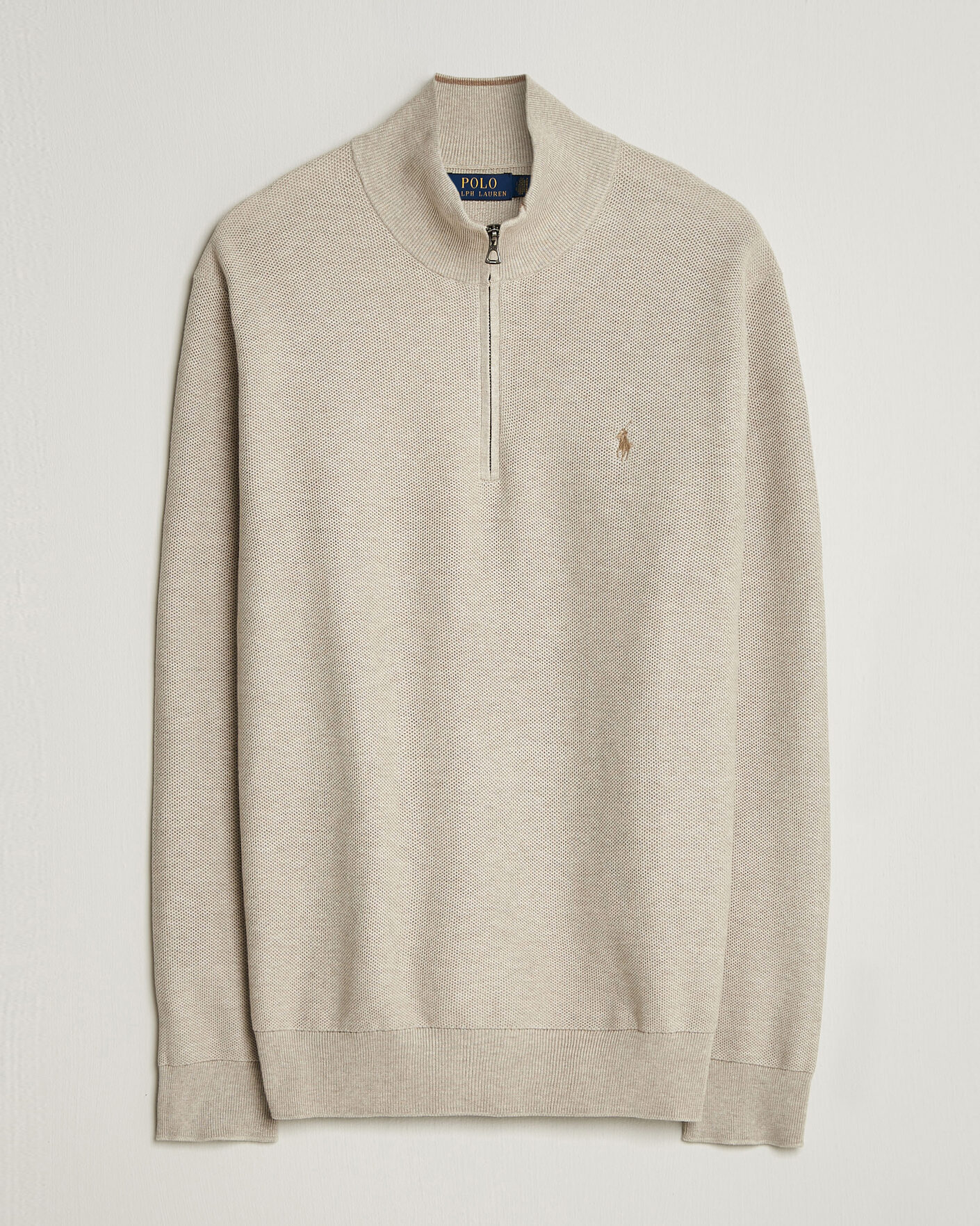 Uomini | Maglieria | Polo Ralph Lauren | Textued Half-Zip Light Walnut Brown Heather