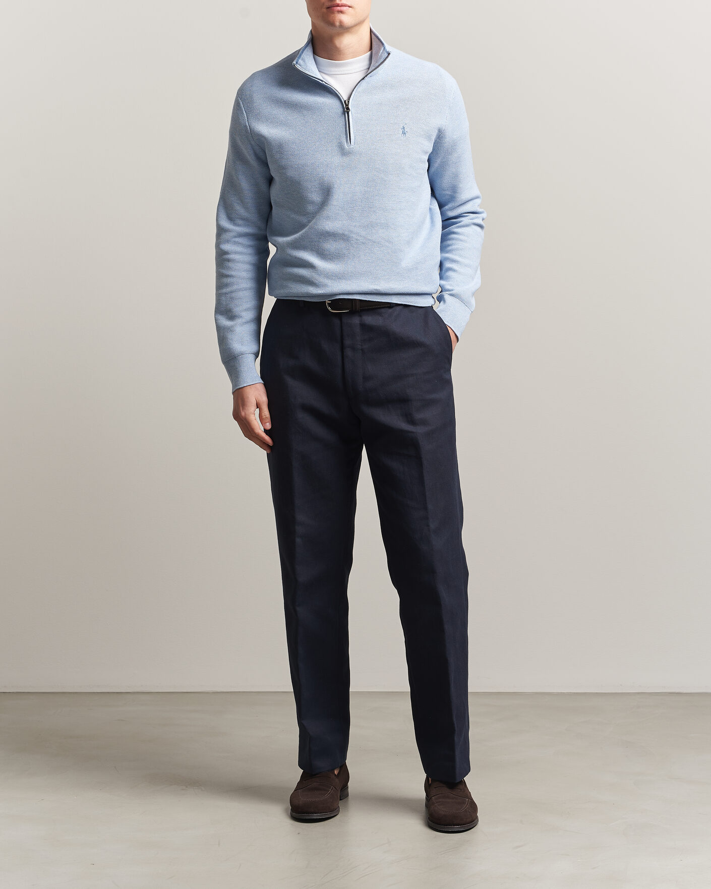 Uomini | Maglieria | Polo Ralph Lauren | Textured Half-Zip Blue Hyacinth Heather