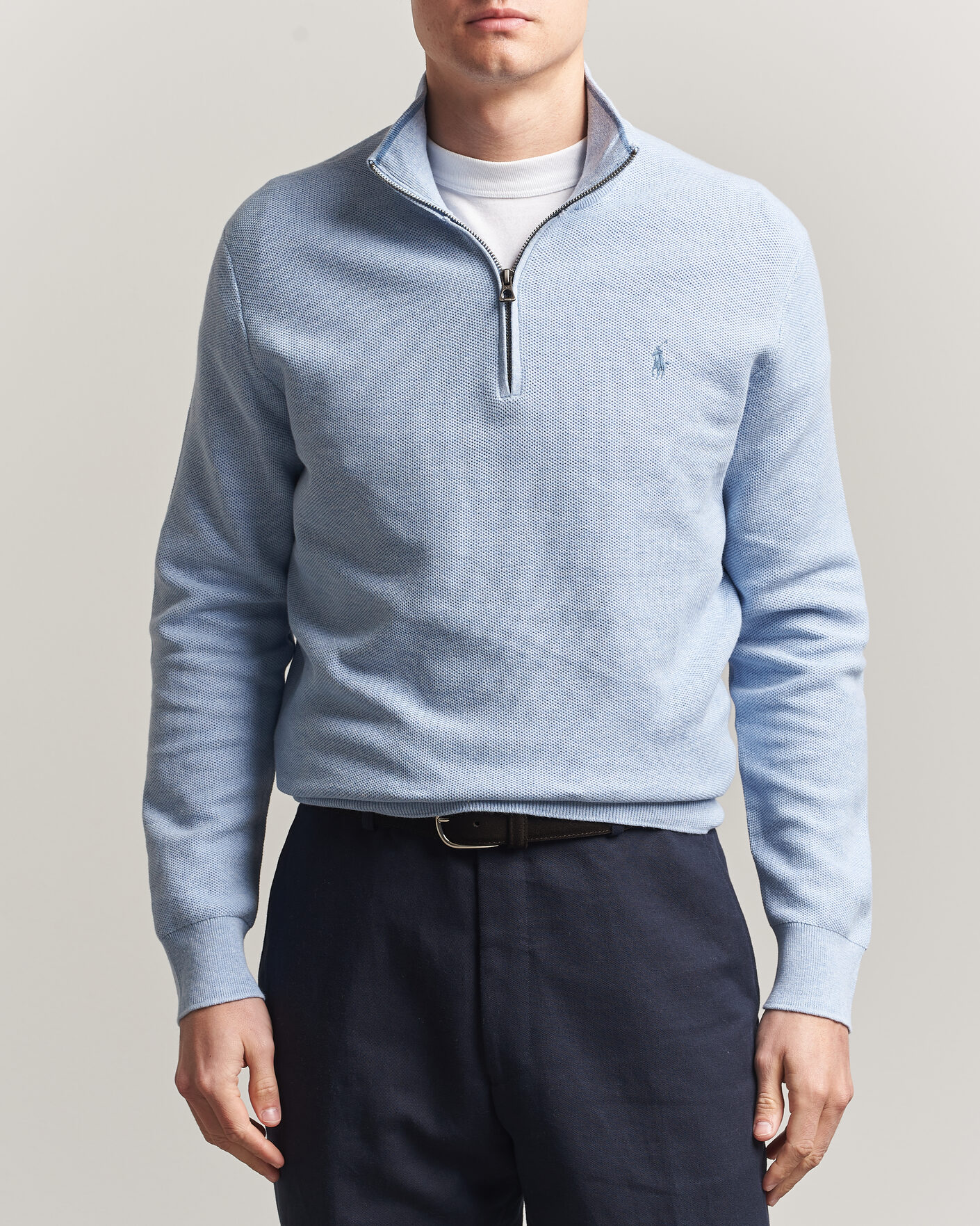 Uomini | Maglieria | Polo Ralph Lauren | Textured Half-Zip Blue Hyacinth Heather