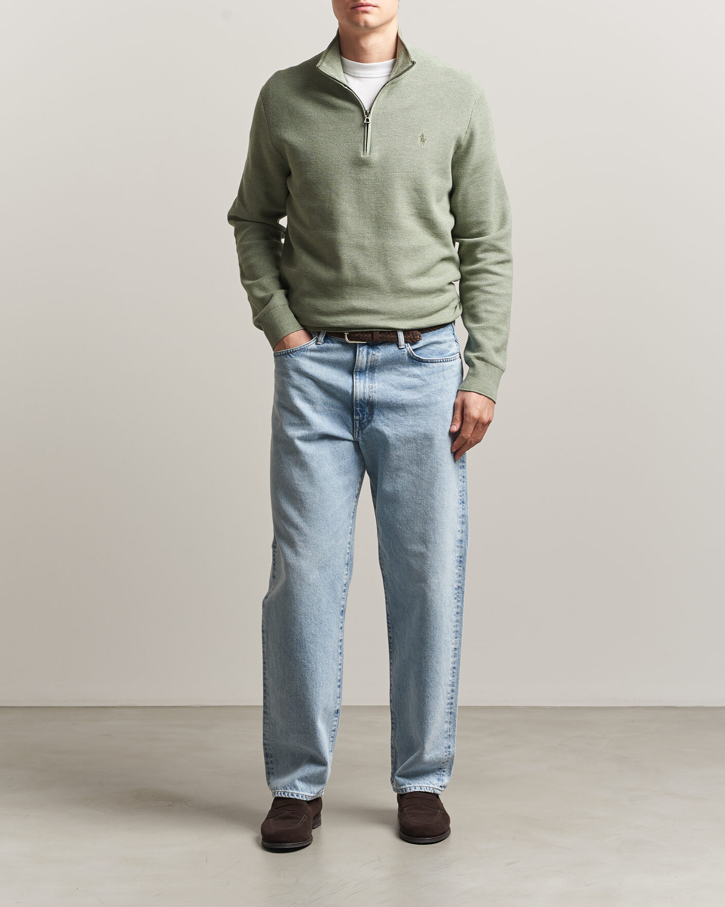 Uomini | Maglieria | Polo Ralph Lauren | Textured Half-Zip Fern Green Heather