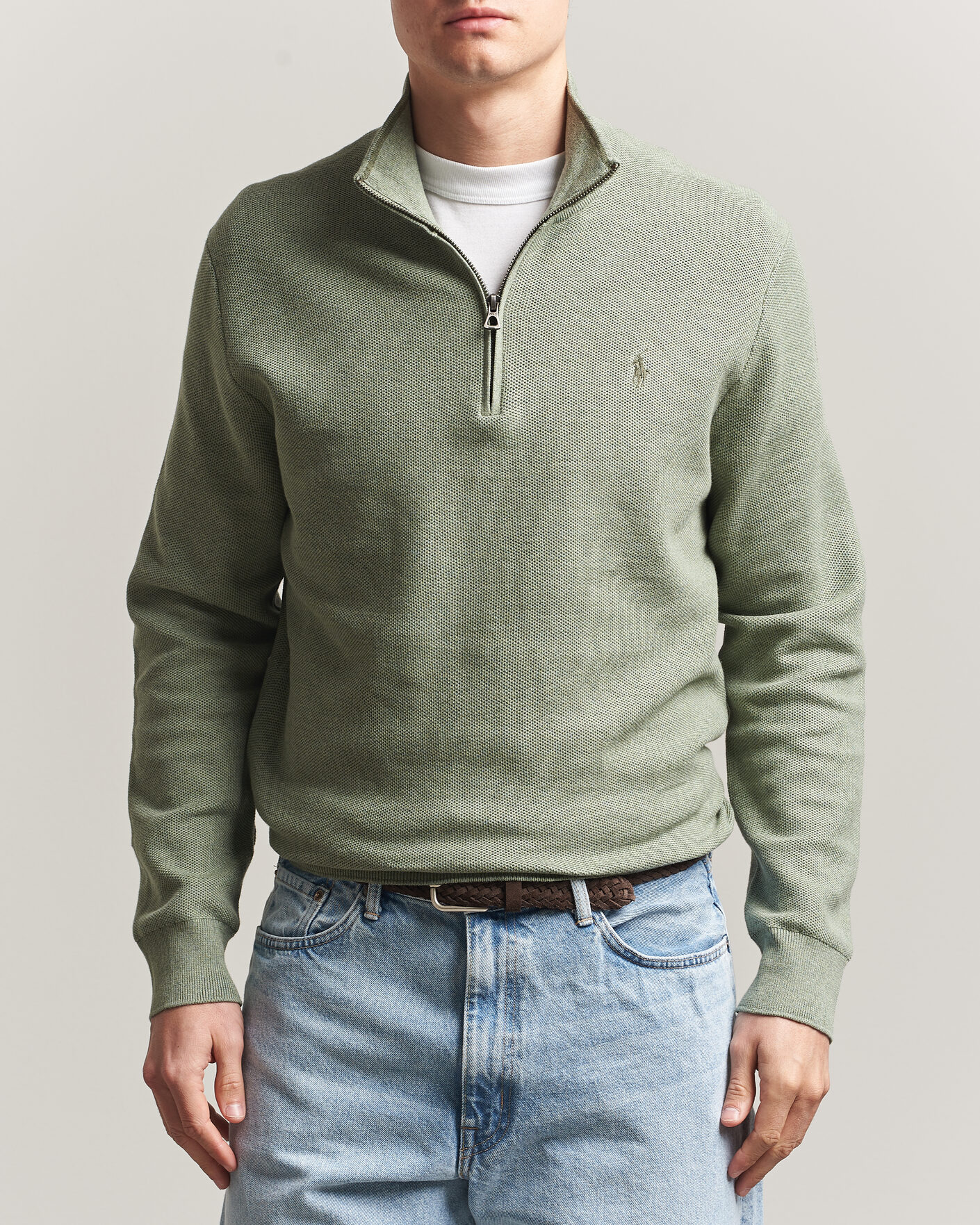 Uomini | Maglieria | Polo Ralph Lauren | Textured Half-Zip Fern Green Heather