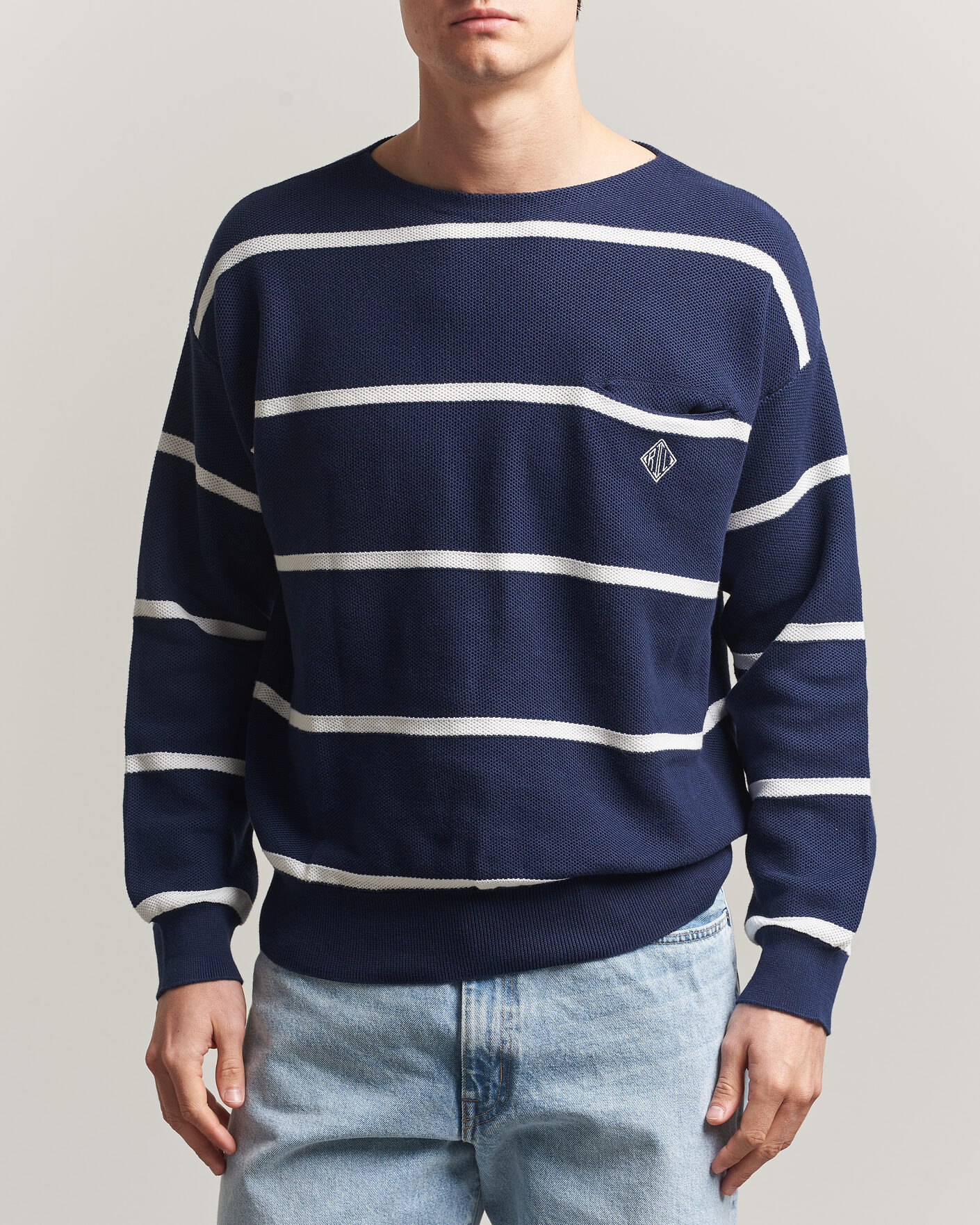 Uomini | Maglieria | Polo Ralph Lauren | Striped Boat Neck Sweater Navy Combo