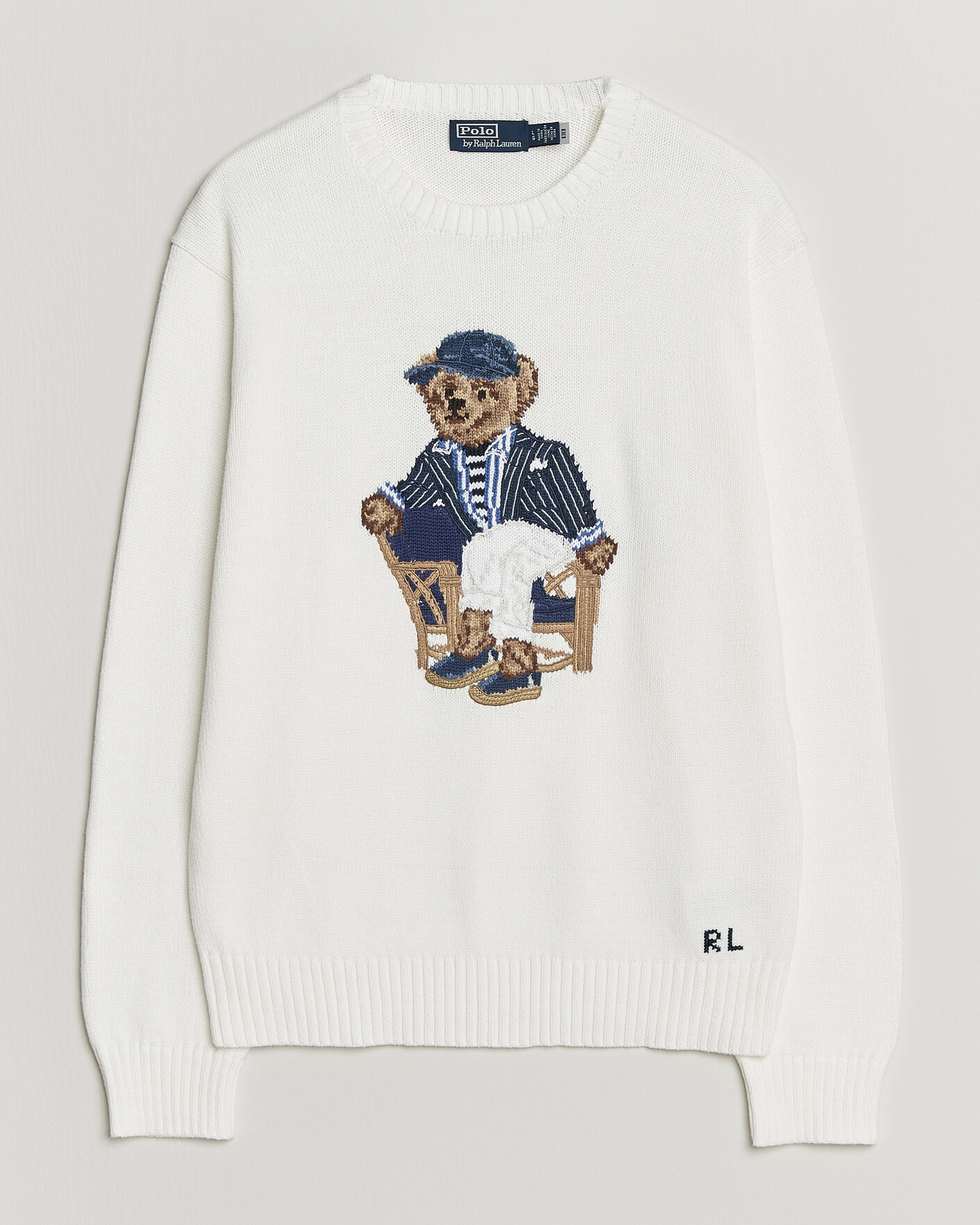 Uomini | Maglieria | Polo Ralph Lauren | Newport Bear Cotton/Linen Sweater Deckwash White
